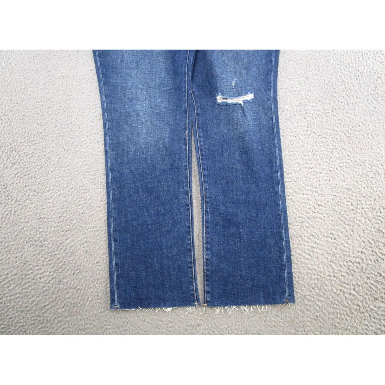 Olive Oliver Jeans Womens 34 Blue Crosby Relaxed Taper Stretch Frayed Casual Denim 5-Pocket Style Mens Women Boys Girls Size 24" / US 00 / IT 34 - 2 Thumbnail