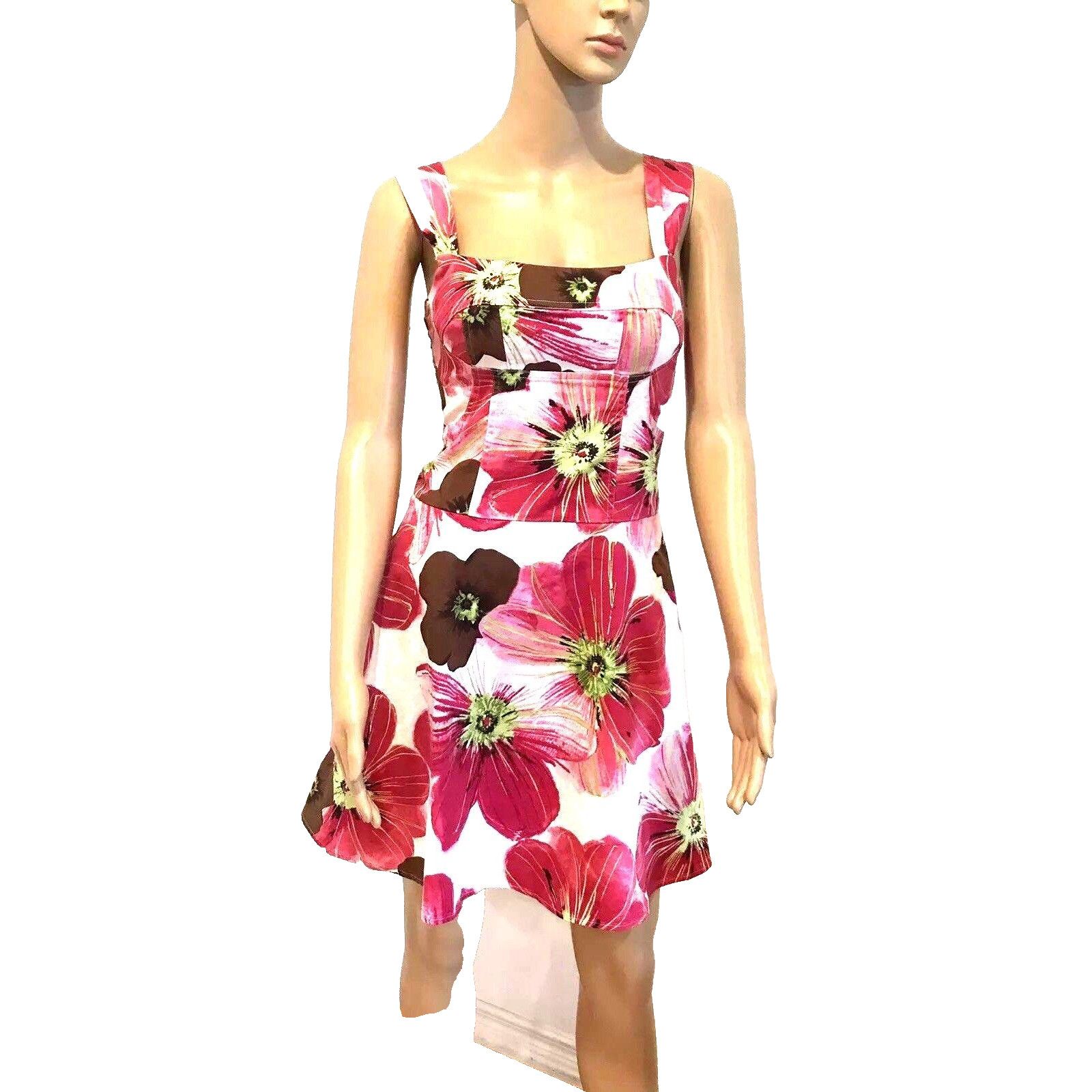 Vintage Candies Pink Floral Fit Flare Skater Midi Dress Sz 3 Pockets Size ONE SIZE - 1 Thumbnail