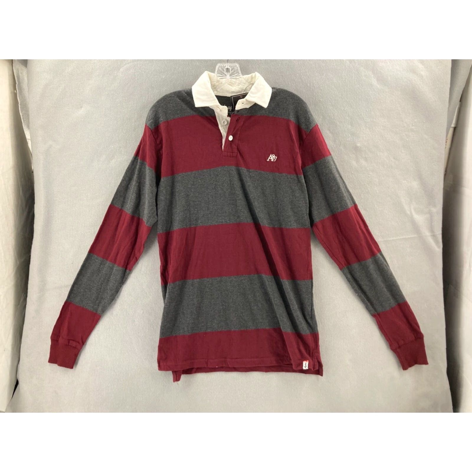 Vintage VINTAGE Aéropostale Polo Shirt Mens Small Long Sleeve Striped Burgundy Classic Casual Size US S / EU 44-46 / 1 - 2 Thumbnail