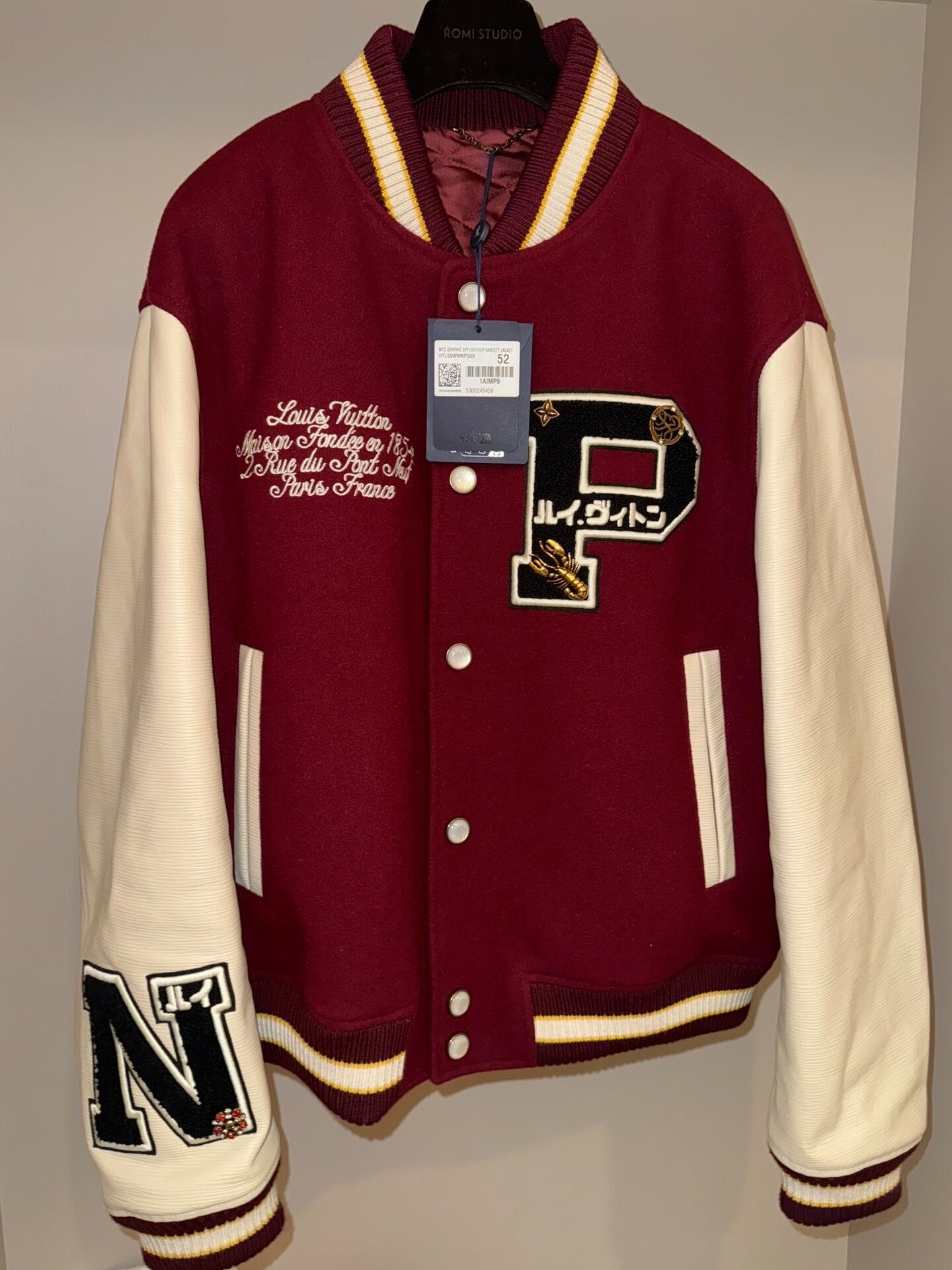 Louis Vuitton Nigo MTO Flocked Baseball Jacket
