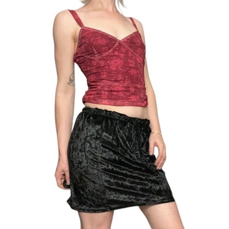Other Black Crushed Velvet Mini Skirt Size 26" / US 2 / IT 38 - 2 Thumbnail