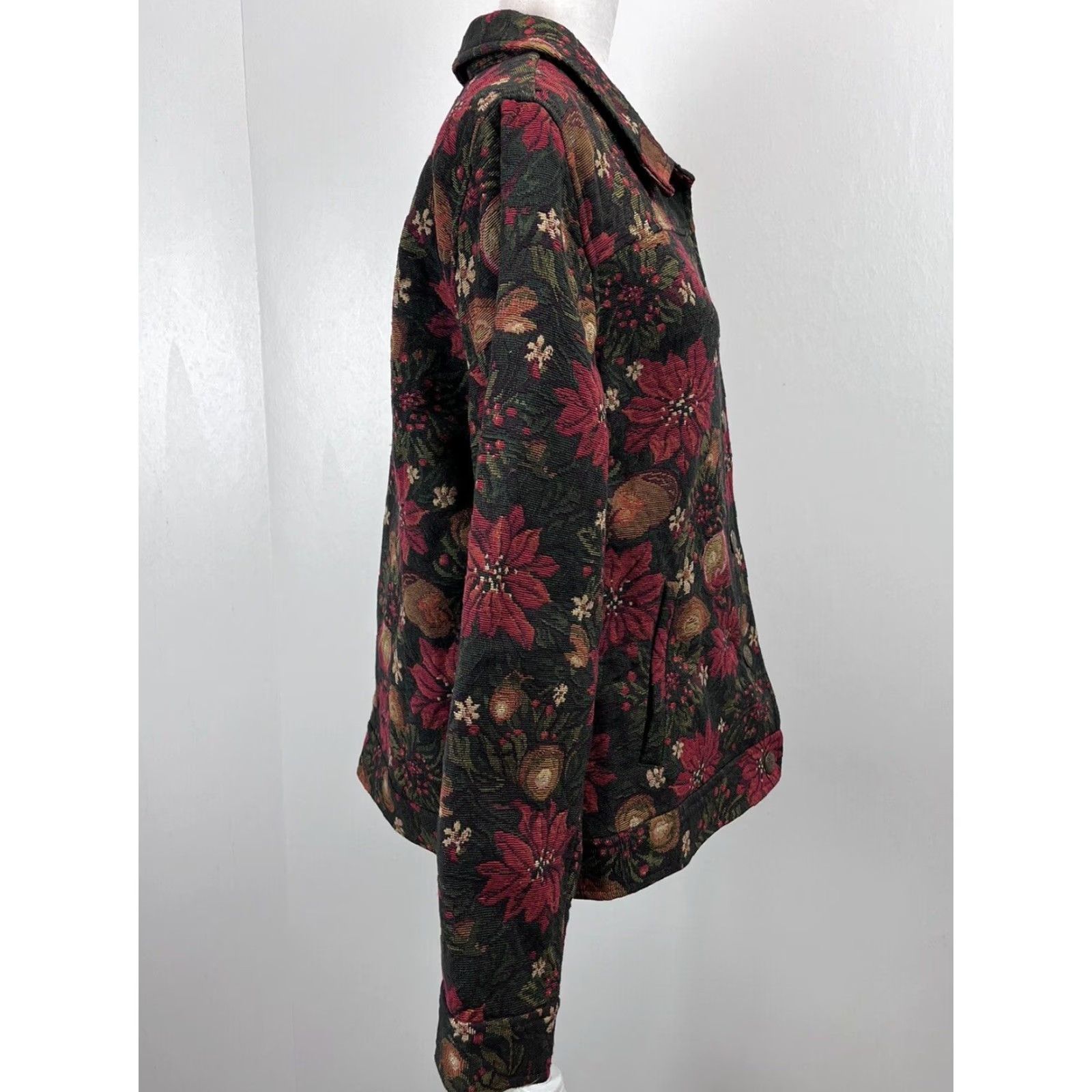 Vintage Vintage The Tog Shop Jacket New Christmas Tapestry Sz Large Poinsettia Grandma Size L / US 10 / IT 46 - 4 Thumbnail