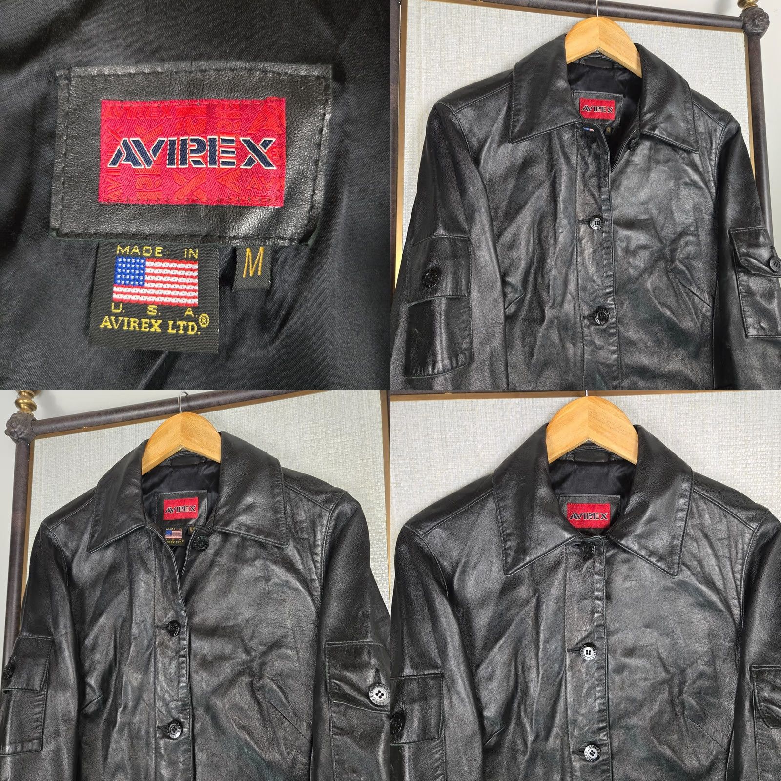 Avirex AVirex Women's Leather Jacket Button Front Made in USA Black Buttery Soft Leather Jacket Size M / US 6-8 / IT 42-44 - 9 Thumbnail