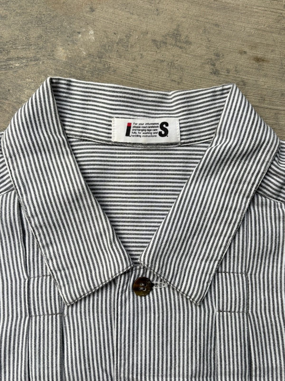 Issey Miyake Vintage 80’s I.S. Issey Miyake Striped Cotton Work Shirt Size US XL / EU 56 / 4 - 4 Thumbnail