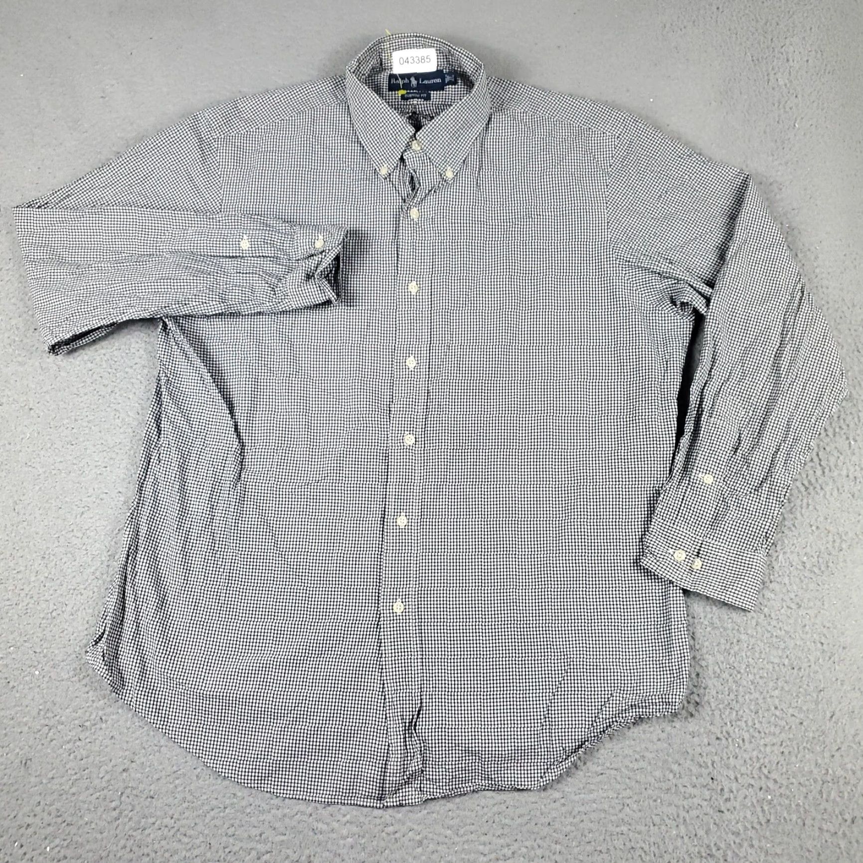 Ralph Lauren Ralph Lauren Dress Shirt Mens 17 Gray Check Long Sleeve Button-Down Regular Fit Size 46R - 2 Thumbnail