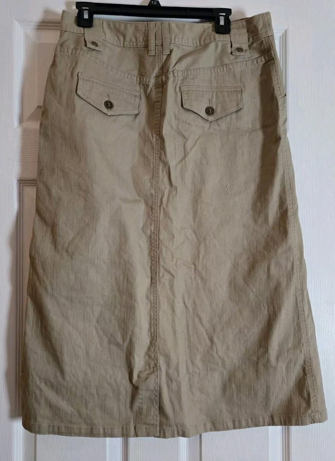 Other Chrisher & Banks Khaki Beige Cotton Maxi Skirt Stretch Long Size 30" / US 8 / IT 44 - 2 Thumbnail