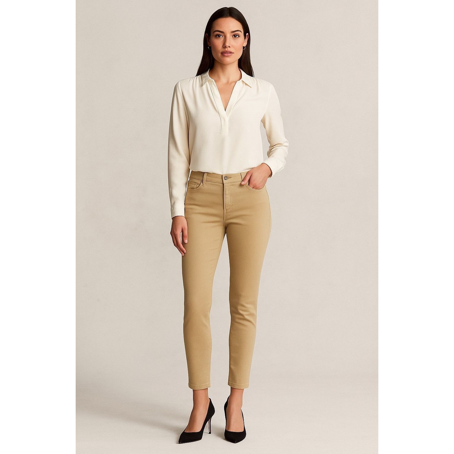 Lauren Ralph Lauren Classic Minimalist Neutral Khaki Skinny Ankle Ralph Lauren Size 38" / US 16 / IT 52 - 1 Thumbnail