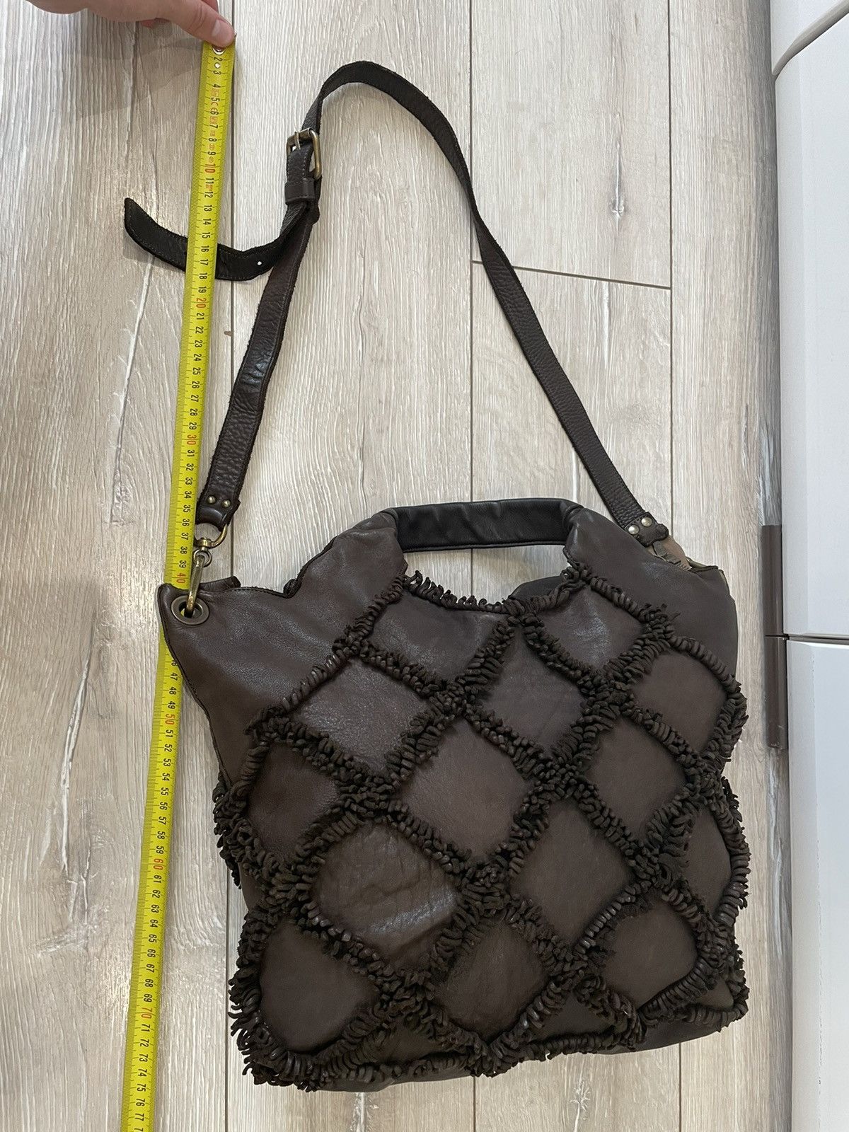 Leather × Vintage Errelleventidue Large Brown Fringed Made In Italy Size ONE SIZE - 9 Thumbnail