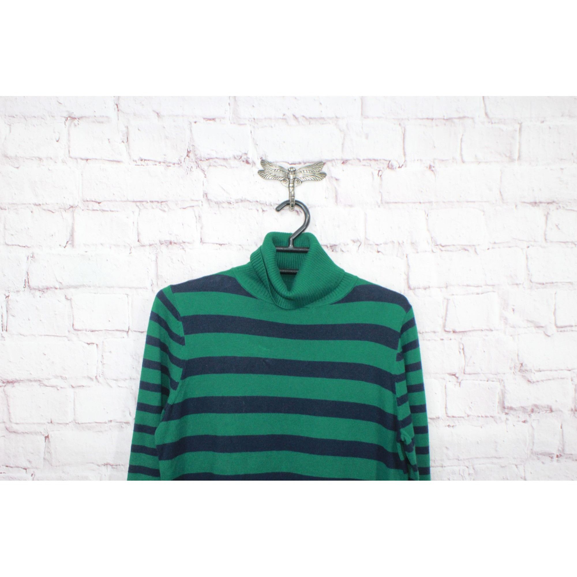 L.L. Bean LL Bean Women's Cotton Cashmere Sweater Turtleneck Stripe Size S / US 4 / IT 40 - 2 Thumbnail