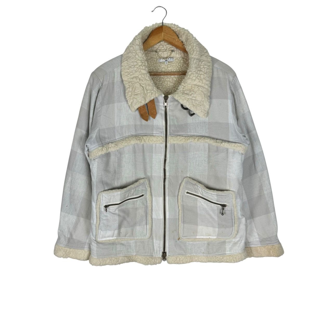 Japanese Brand ☀️BURNOUT STRIPED SHERPA WINTER JACKET Size US L / EU 52-54 / 3 - 5 Thumbnail