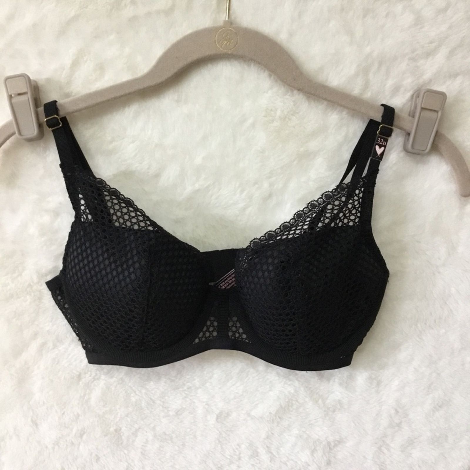 Victoria's Secret Victoria's Secret Black Fishnet Lace Push-Up Bra Size ONE SIZE - 3 Thumbnail