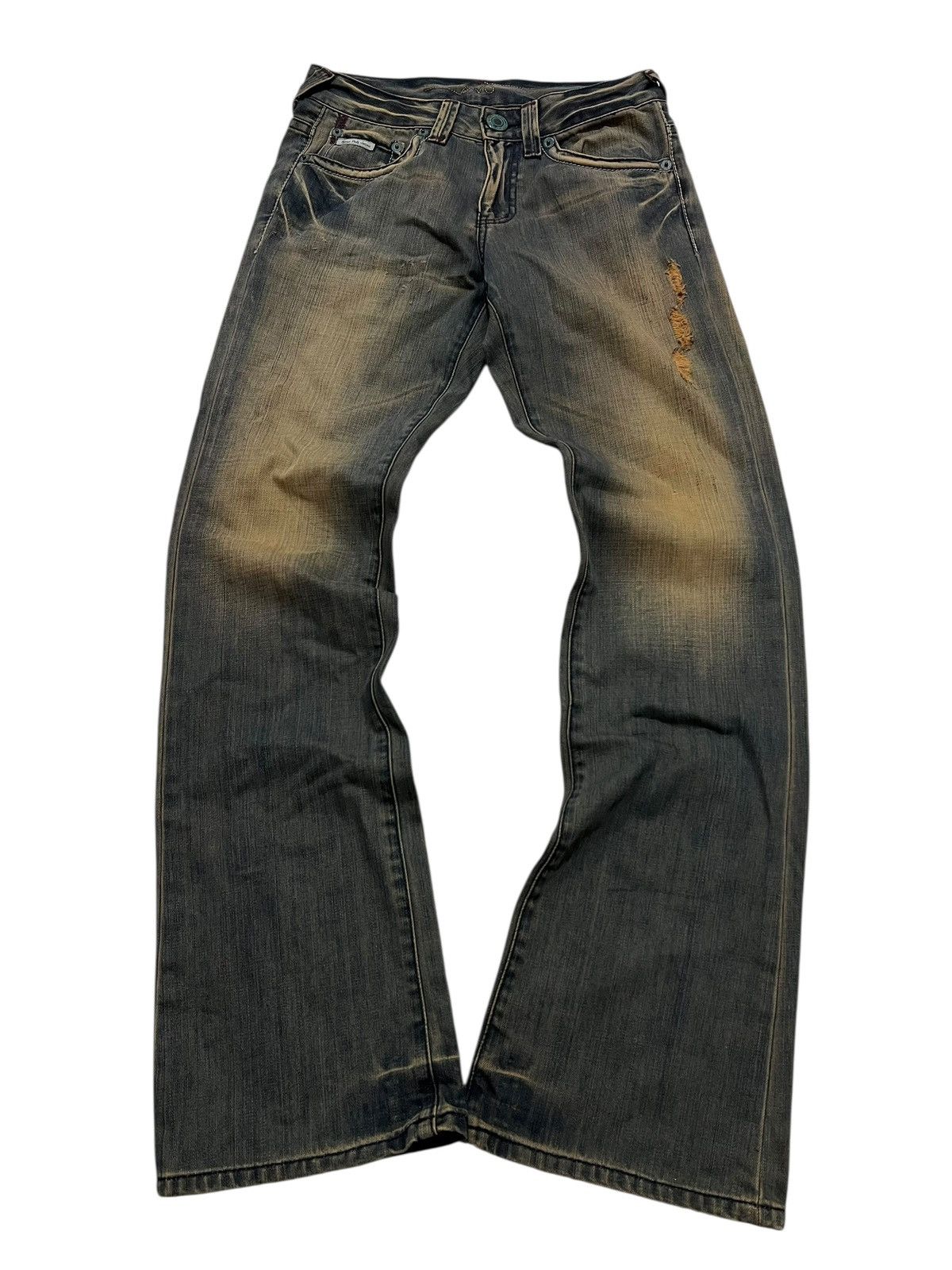 If Six Was Nine Bean pole mudwash distressed flared jeans Size US 30 / EU 46 - 1 Thumbnail