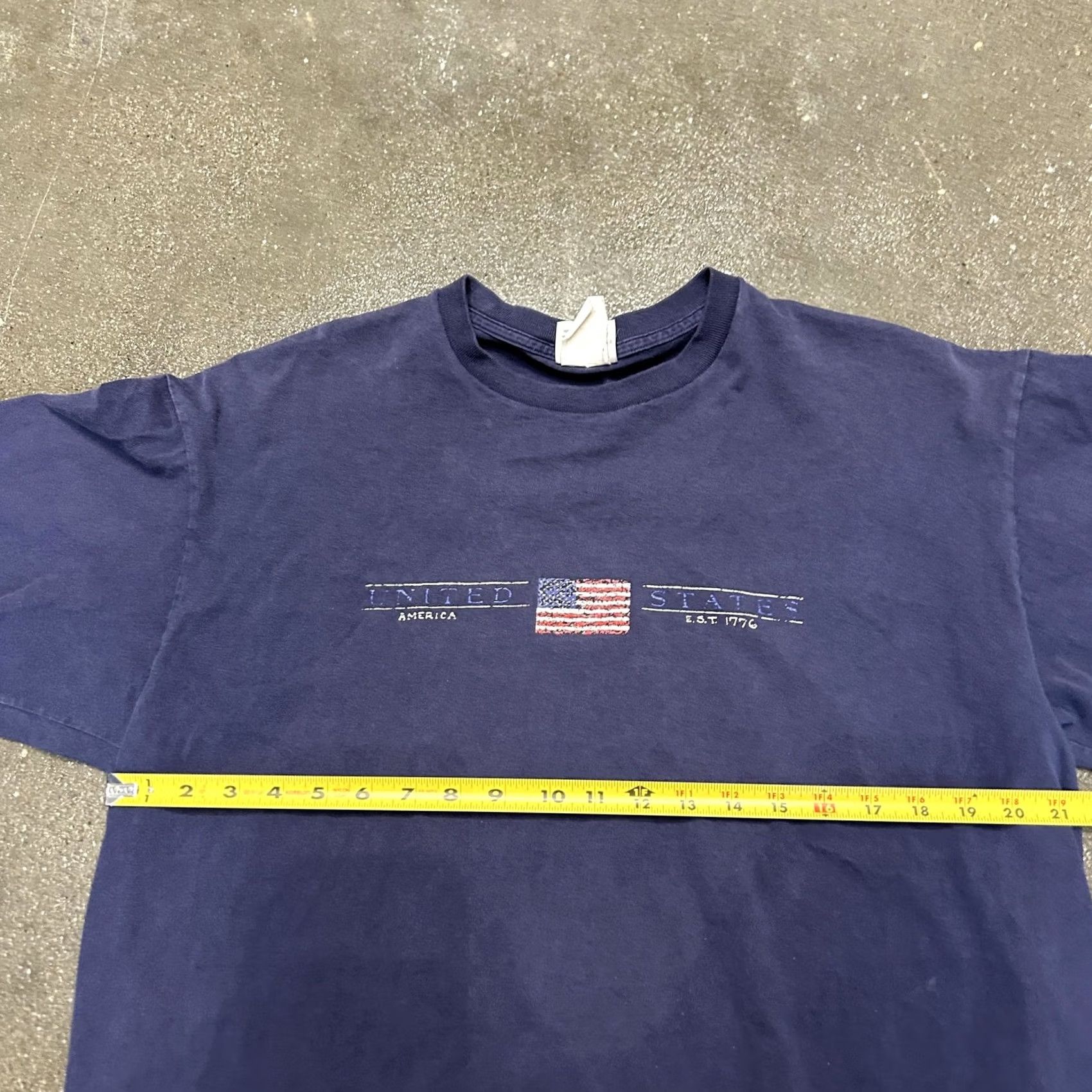 TEE JAYS VINTAGE USA FLAG Shirt Mens XL Blue Tee Jays United States Patriotic 90s Size US XL / EU 56 / 4 - 4 Thumbnail