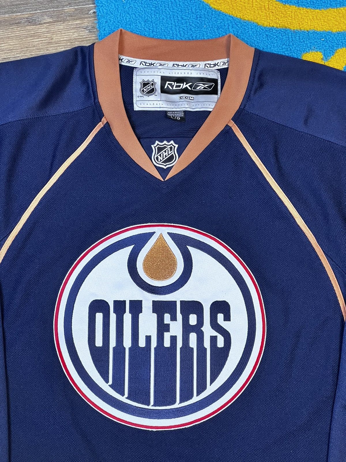 NHL × Reebok NWT Edmonton Oilers Reebok Long Sleeve Blank Blue Jersey Size US L / EU 52-54 / 3 - 5 Thumbnail