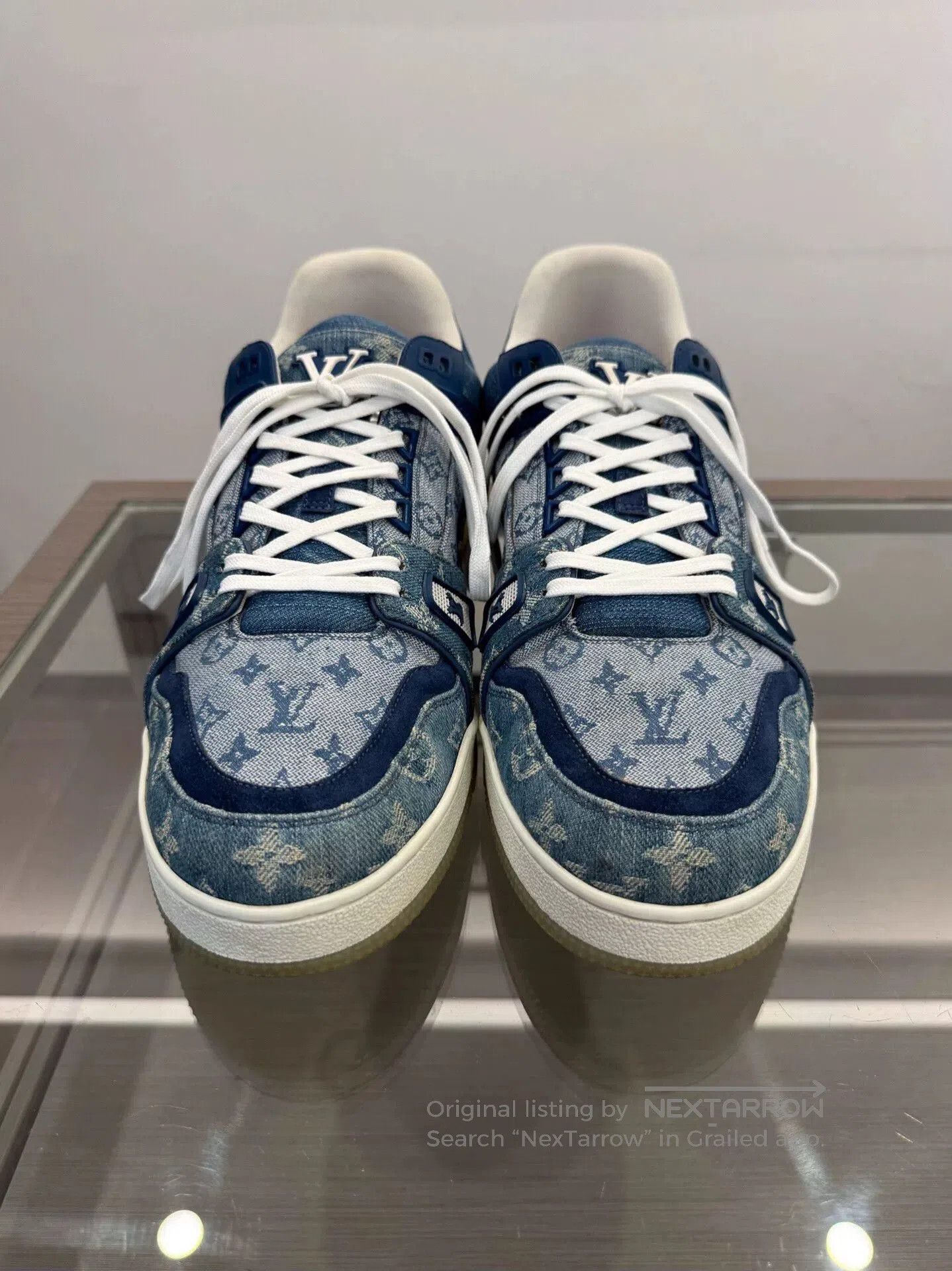 Louis Vuitton Louis Vuitton Blue Denim Monogram Trainer Sneakers. Size US 12 / EU 45 - 3 Thumbnail