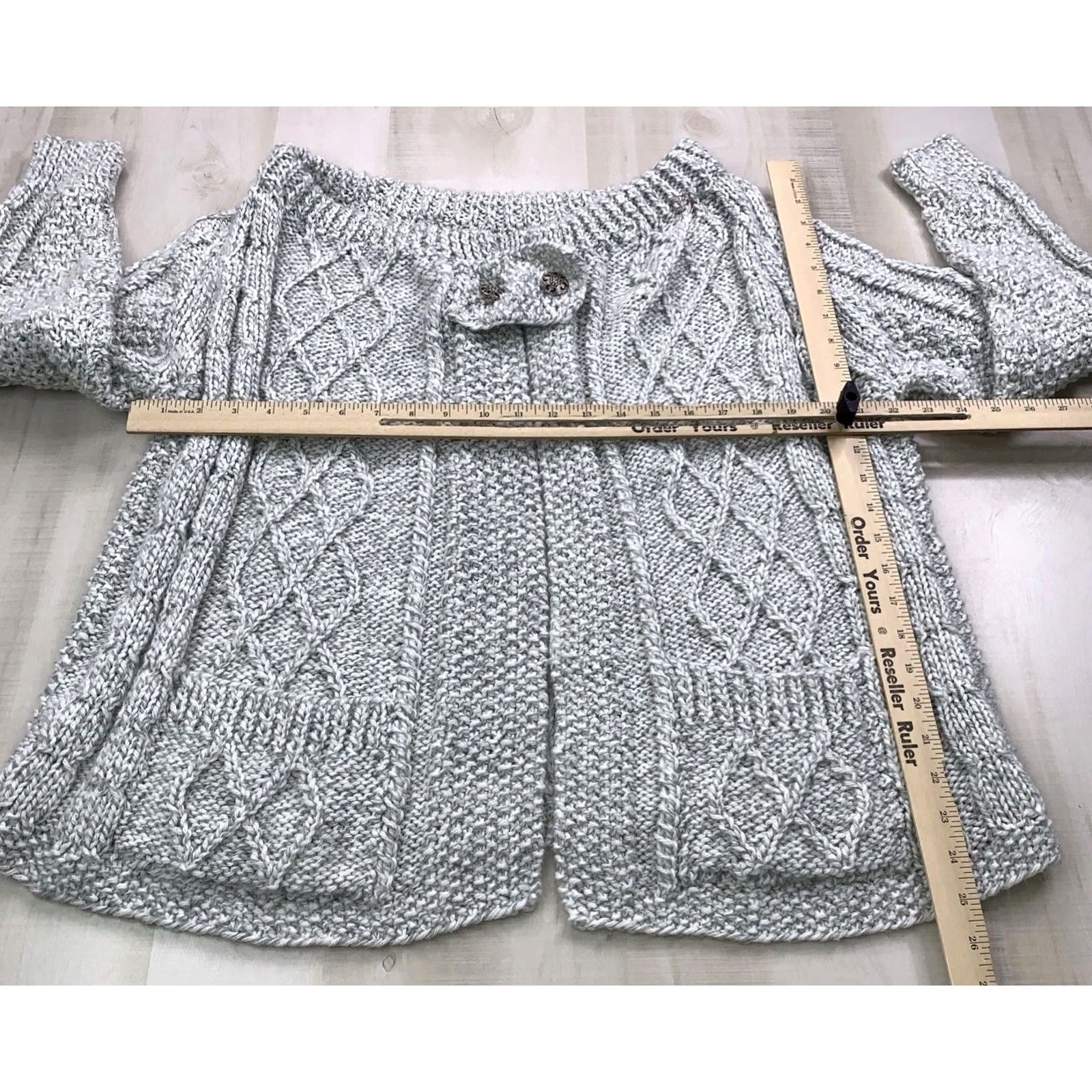 Vintage VINTAGE Norma Dickson Cardigan 70s Open Front Wide Shoulder Knit Gray L Mens Womens Girls Size L / US 10 / IT 46 - 7 Thumbnail