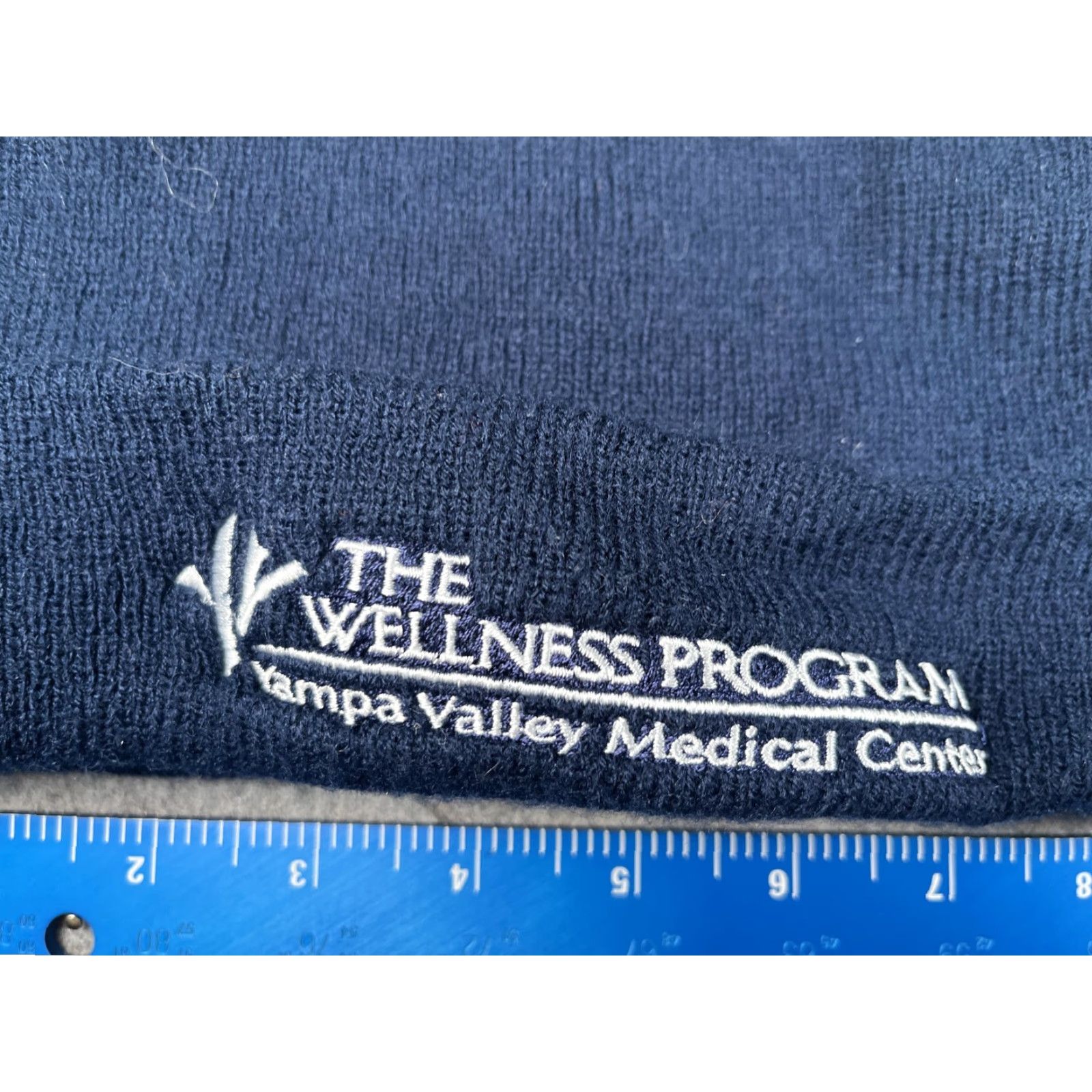Vintage HitWear Hat Beanie Mens One Size Blue Striped Pom Knit Wellness Program Winter Size ONE SIZE - 2 Thumbnail