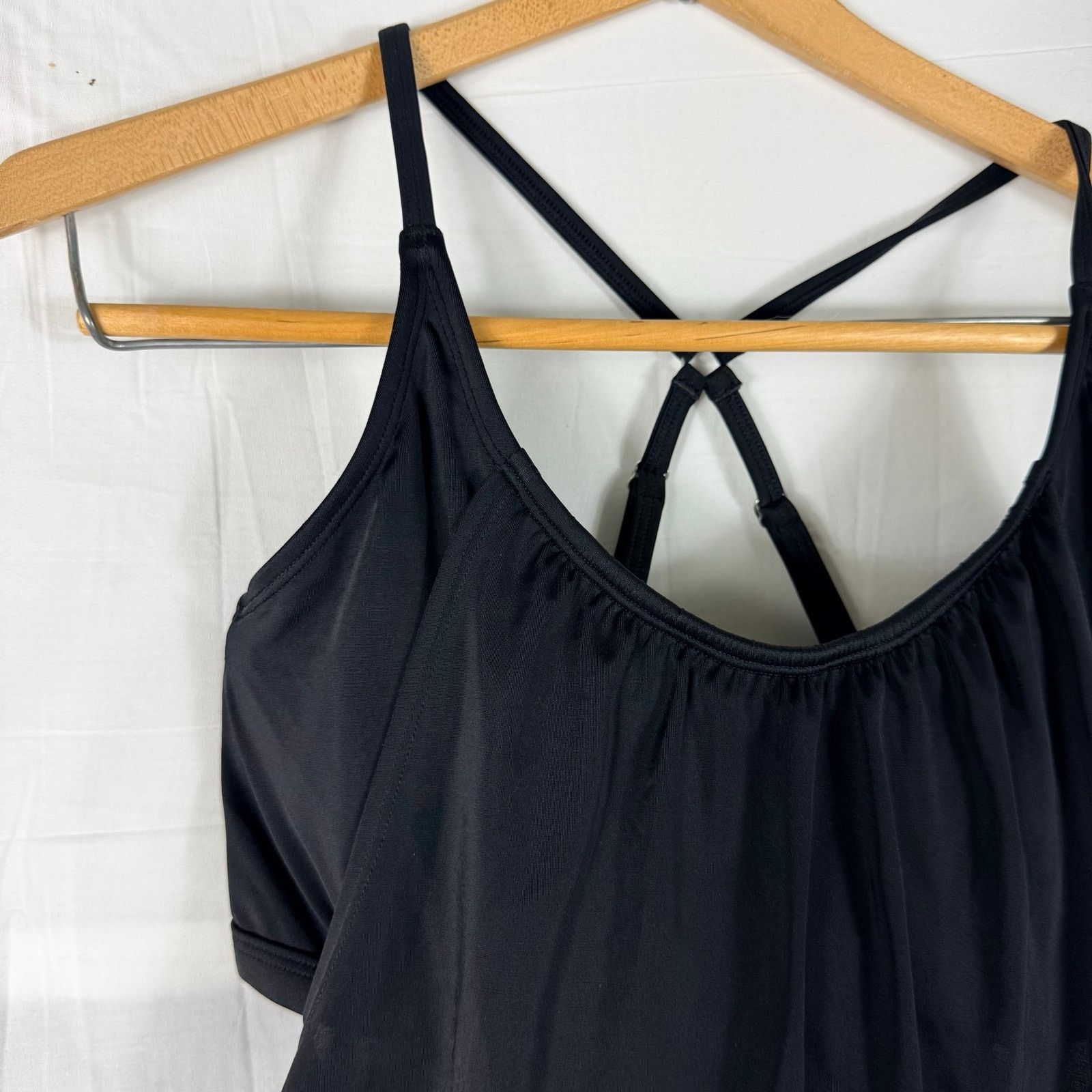 Athleta Athleta Black Blousy Tankini Swim Surf Top 467408 36D Beach Size ONE SIZE - 3 Thumbnail