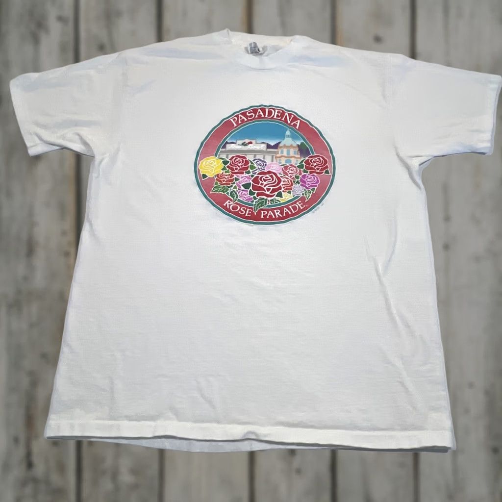 Hanes VINTAGE 1980s Pasadena Rose Bowl Parade T Shirt XL Unisex White Hanes Graphic Tee Puffy Size US XL / EU 56 / 4 - 1 Thumbnail