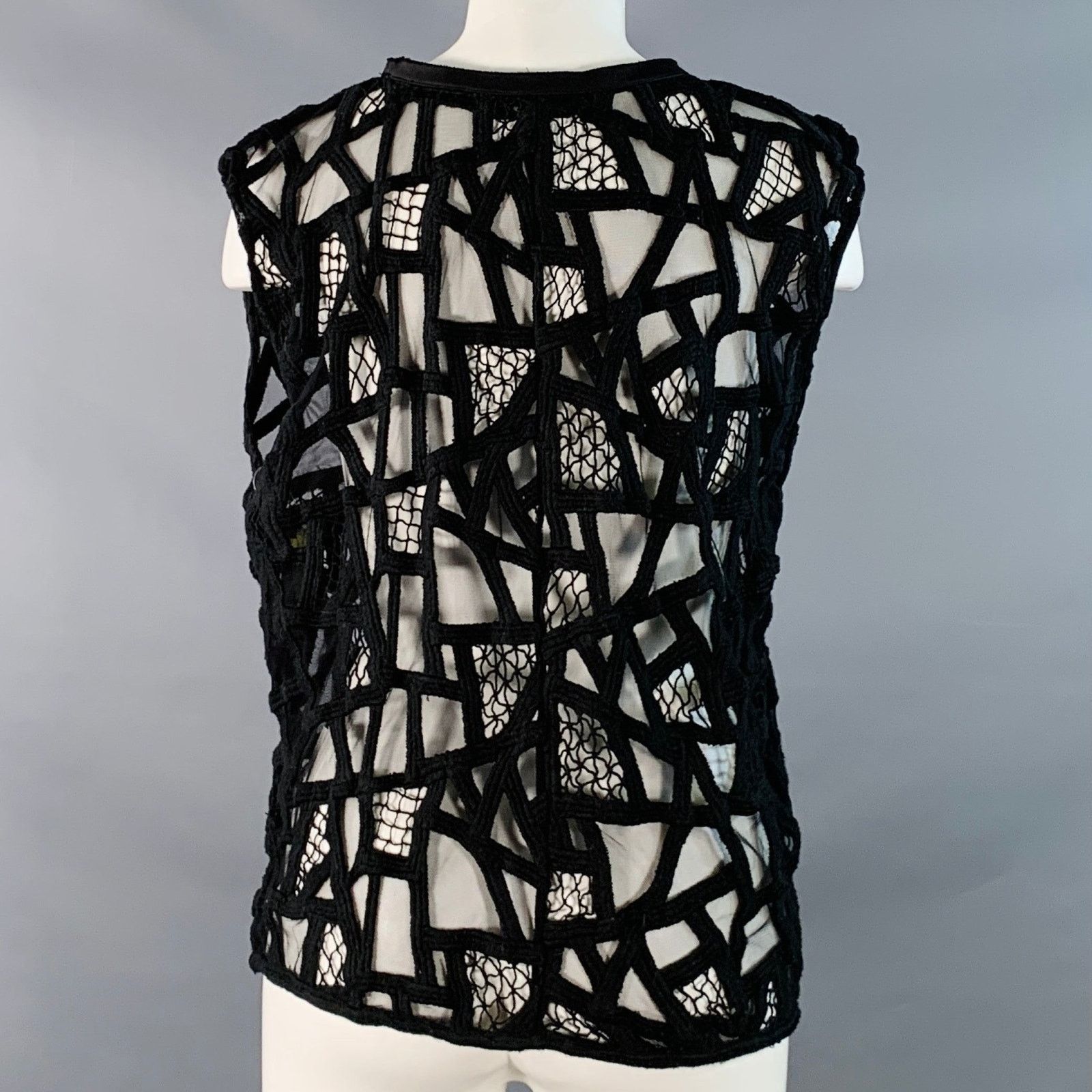 Iro IRO Size S Black Lace Mesh Sleeveless Crew Neck Casual Top Size XS / US 0-2 / IT 36-38 - 3 Thumbnail