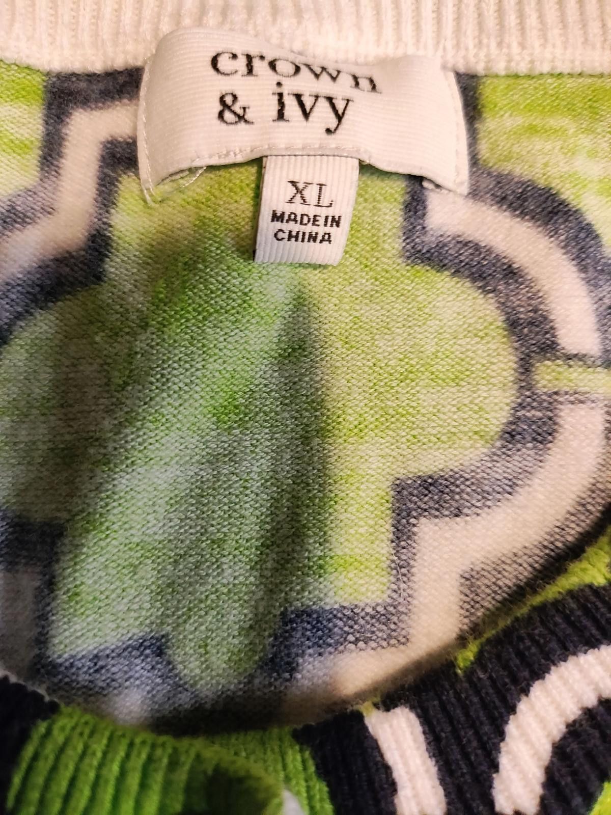Other Crown & Ivy Green Patterned Women's Cardigan Jacket Size XL / US 12-14 / IT 48-50 - 8 Thumbnail