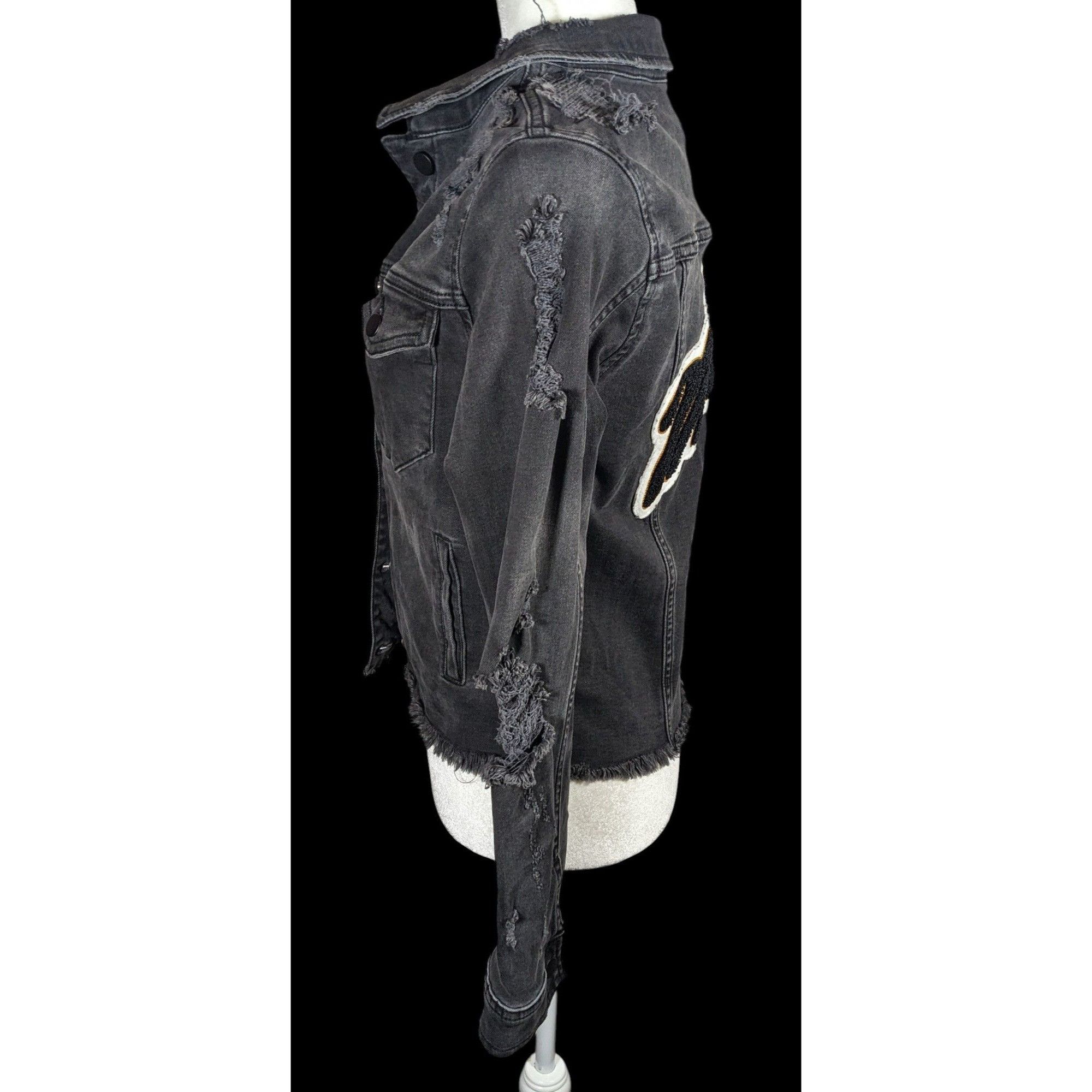 Other Raiine Black Distressed Denim Malibu Jacket Size M / US 6-8 / IT 42-44 - 3 Thumbnail