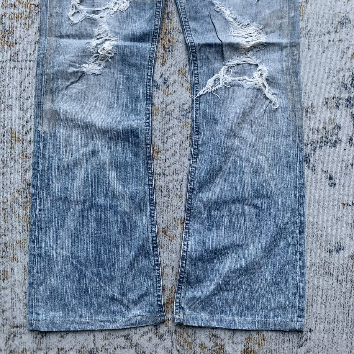 Japanese Brand × Vintage Rare Japanese Brand Edwin Blue Wash Distressed Flared Jeans Size US 30 / EU 46 - 3 Thumbnail