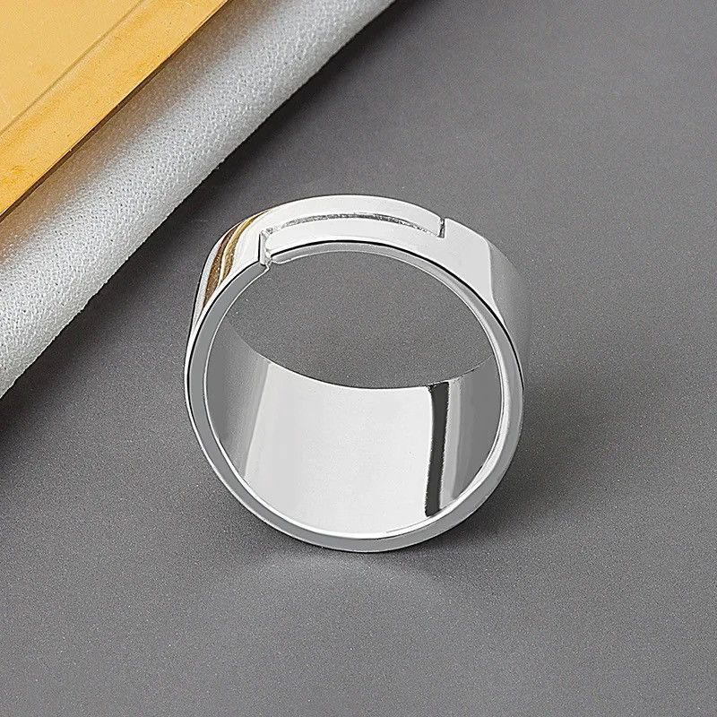Jewelry Real 925 Silver Geometric flower pattern Adjustable Ring Size ONE SIZE - 4 Thumbnail
