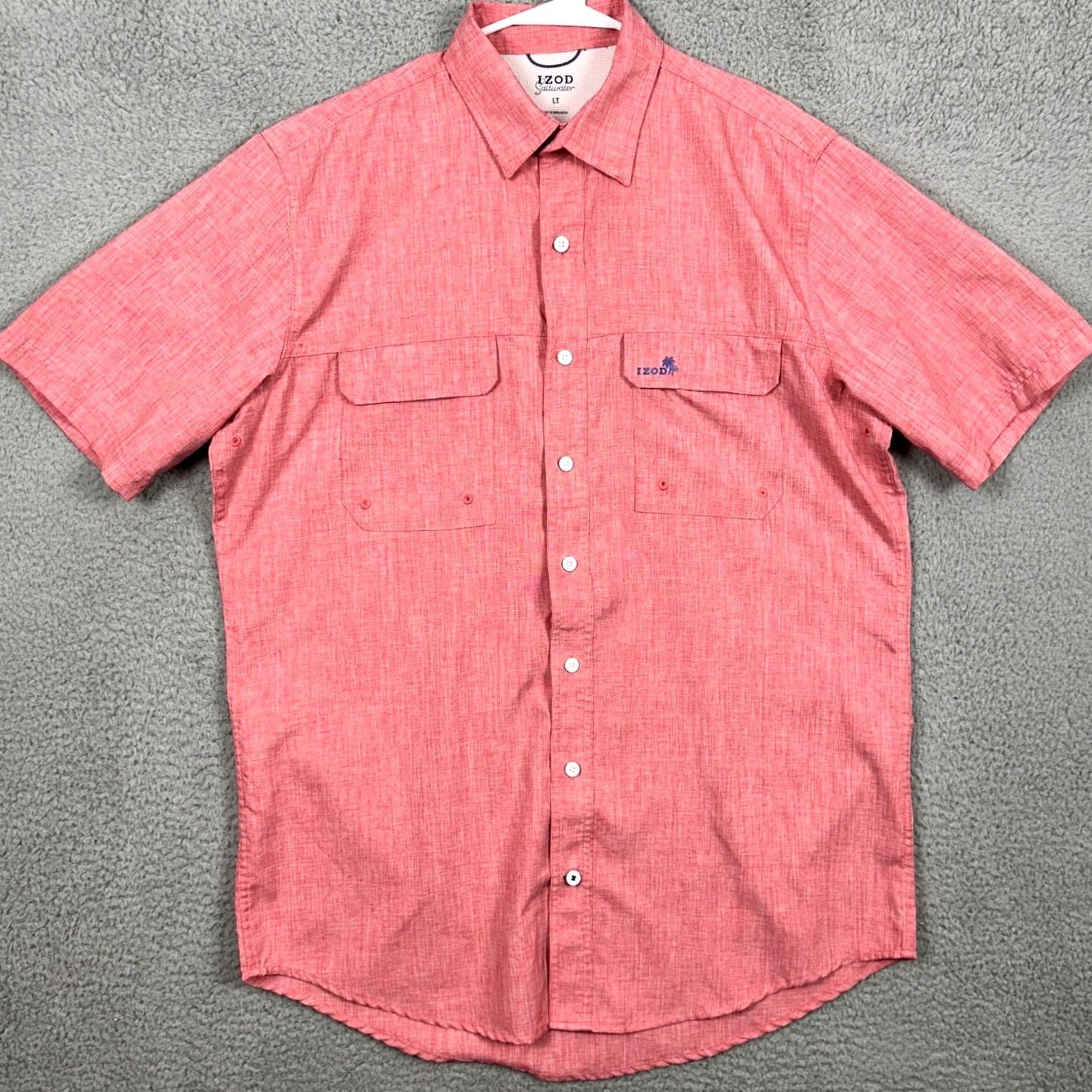 Izod IZOD Saltwater Button-Up Shirt Mens LT Coral Short Sleeve Breathers Quick Dry Vented Back Chest Pockets Casual Travel Size US L / EU 52-54 / 3 - 3 Thumbnail