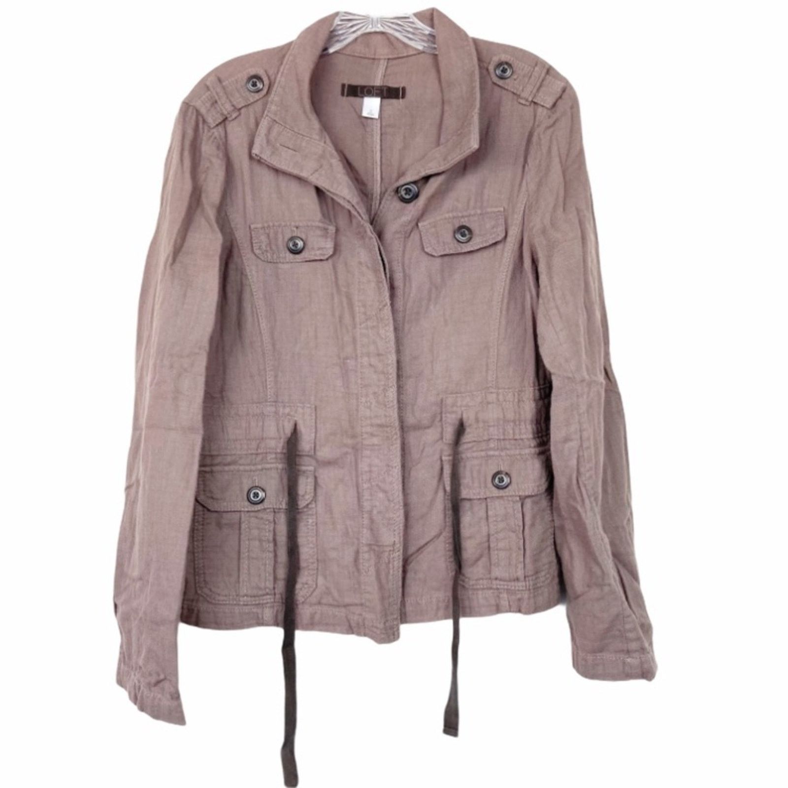 Loft LOFT Brown Button Down Tie Waist Jacket Sz S Size S / US 4 / IT 40 - 1 Thumbnail