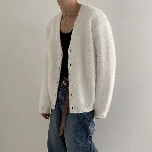 VIBE White Knit Cardigan Sweater Size US M / EU 48-50 / 2 - 1 Thumbnail