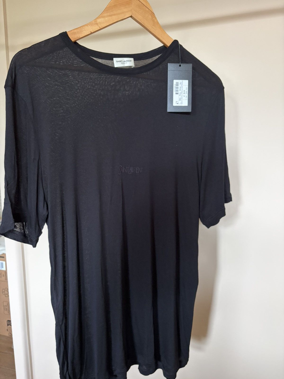 Saint Laurent Paris Saint Laurent black embroidered logo viscose t shirt BNWT XL Size US M / EU 48-50 / 2 - 1 Thumbnail