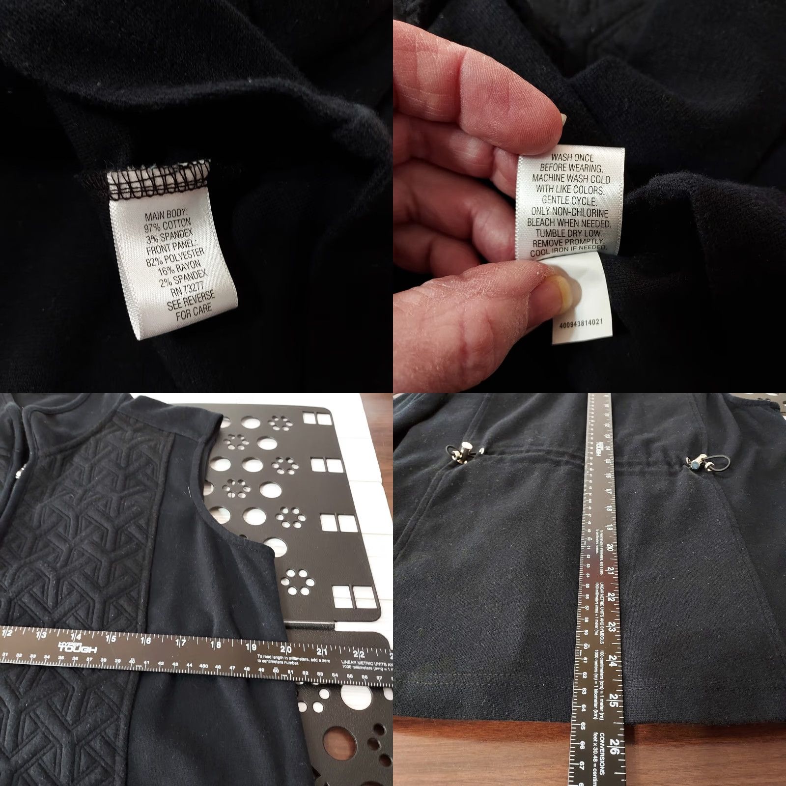 Croft & Barrow Croft & Barrow Herringbone Vest Women's Large Black Full Zip Quilted Vest Regular Fit Size L / US 10 / IT 46 - 8 Thumbnail