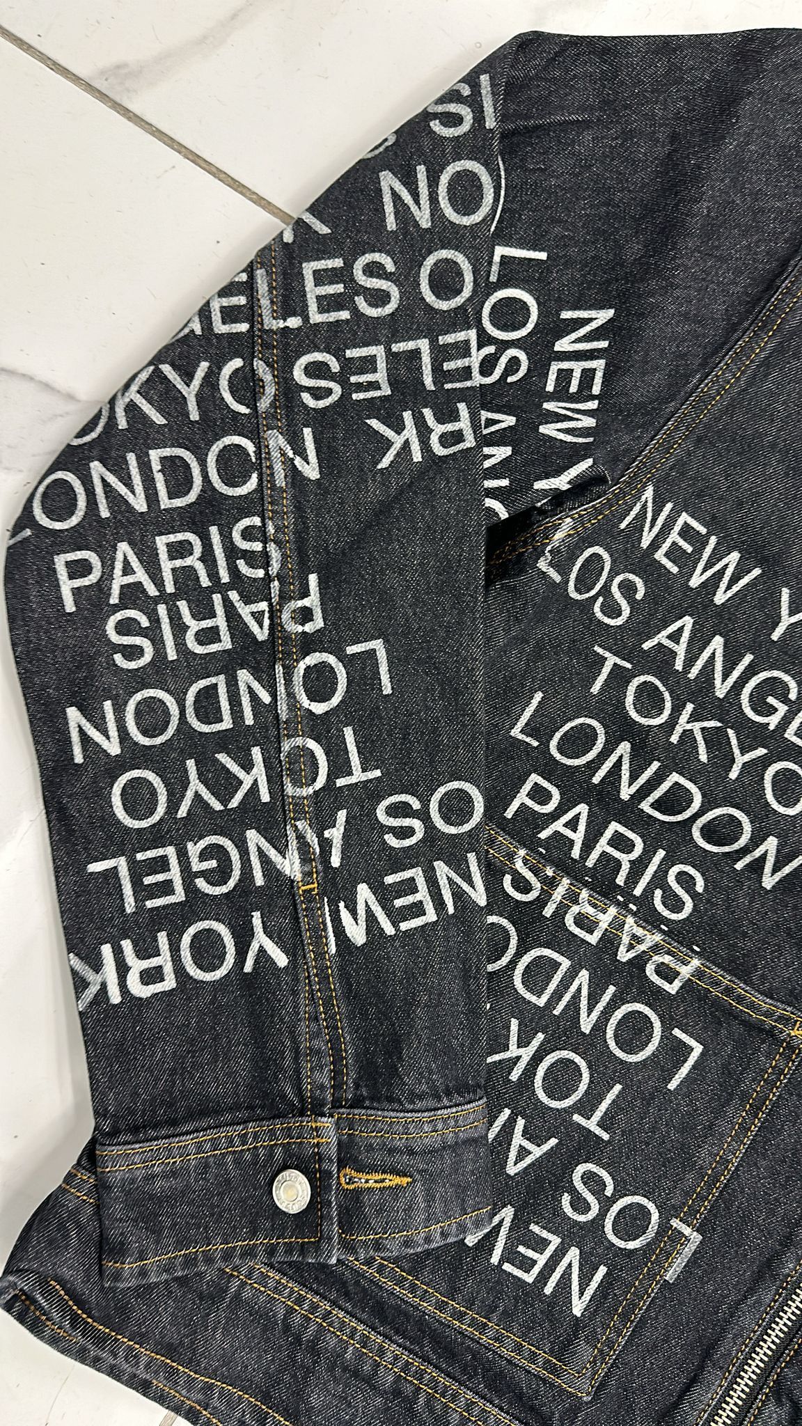 Stussy City Link Denim Zip Work Jacket Black XLarge