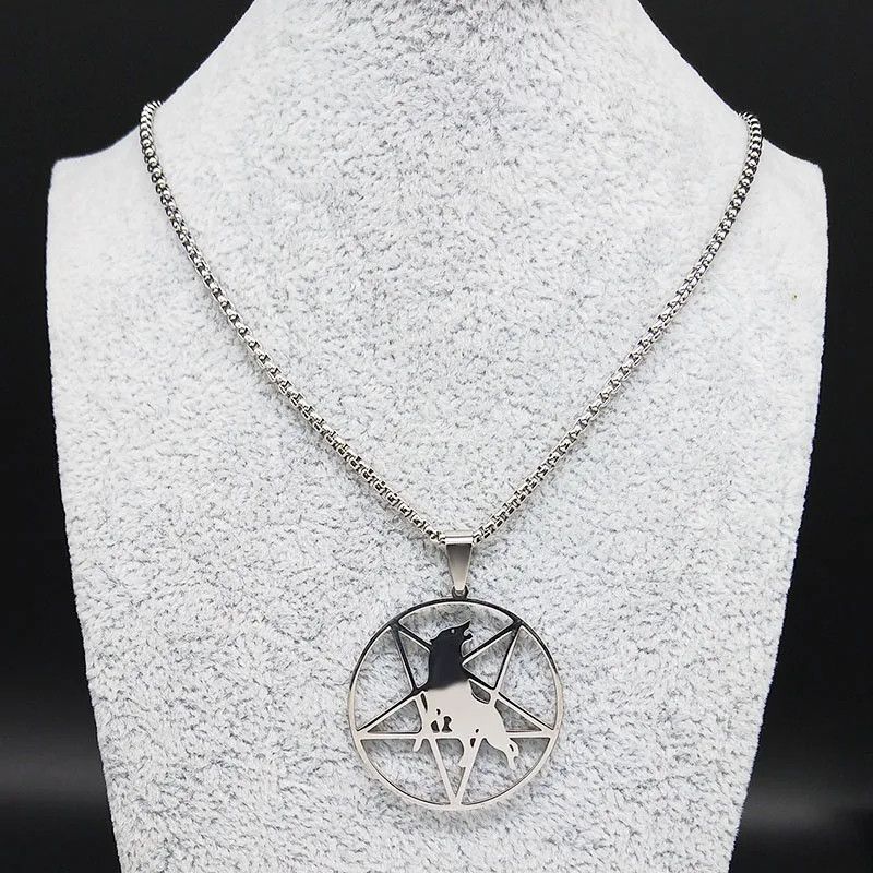 Jewelry Pentagram Wolf Pendant Charms Necklace Emblem Talisman Size ONE SIZE - 5 Thumbnail