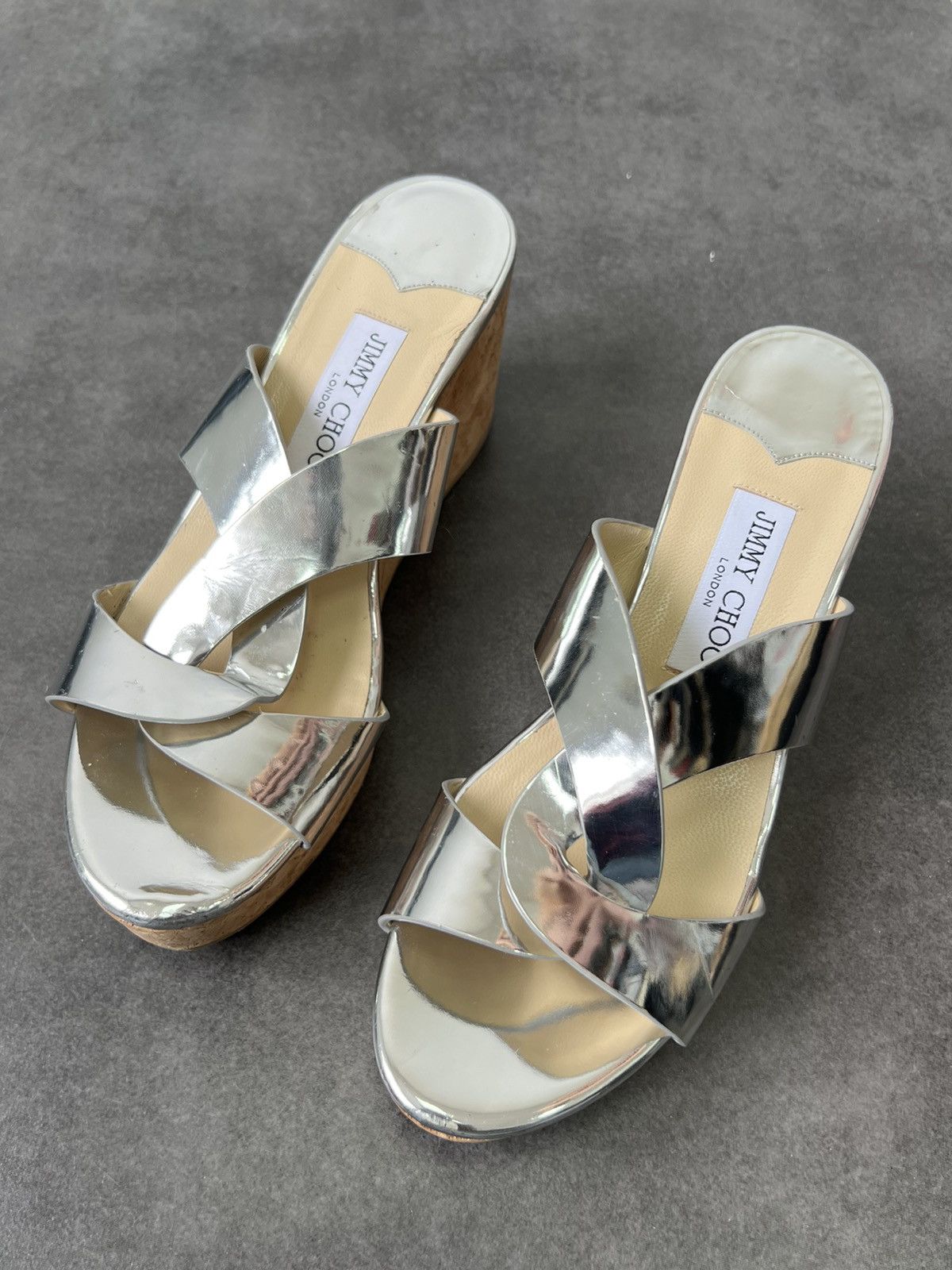 Designer × Jimmy Choo Jimmy Choo metallic mirrors Wedge Sandals Size US 9 / IT 39 - 2 Thumbnail