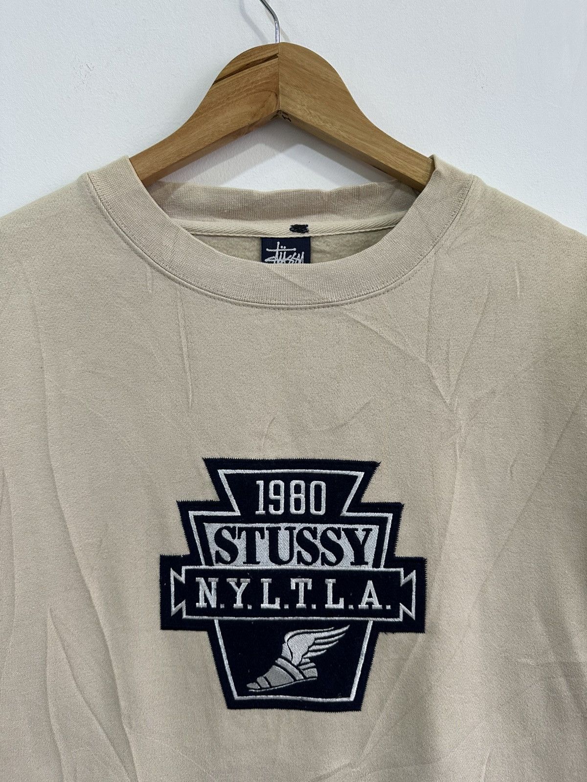 Vintage 90’s Old Stussy Wingfoot Sweatshirt Cream RARE