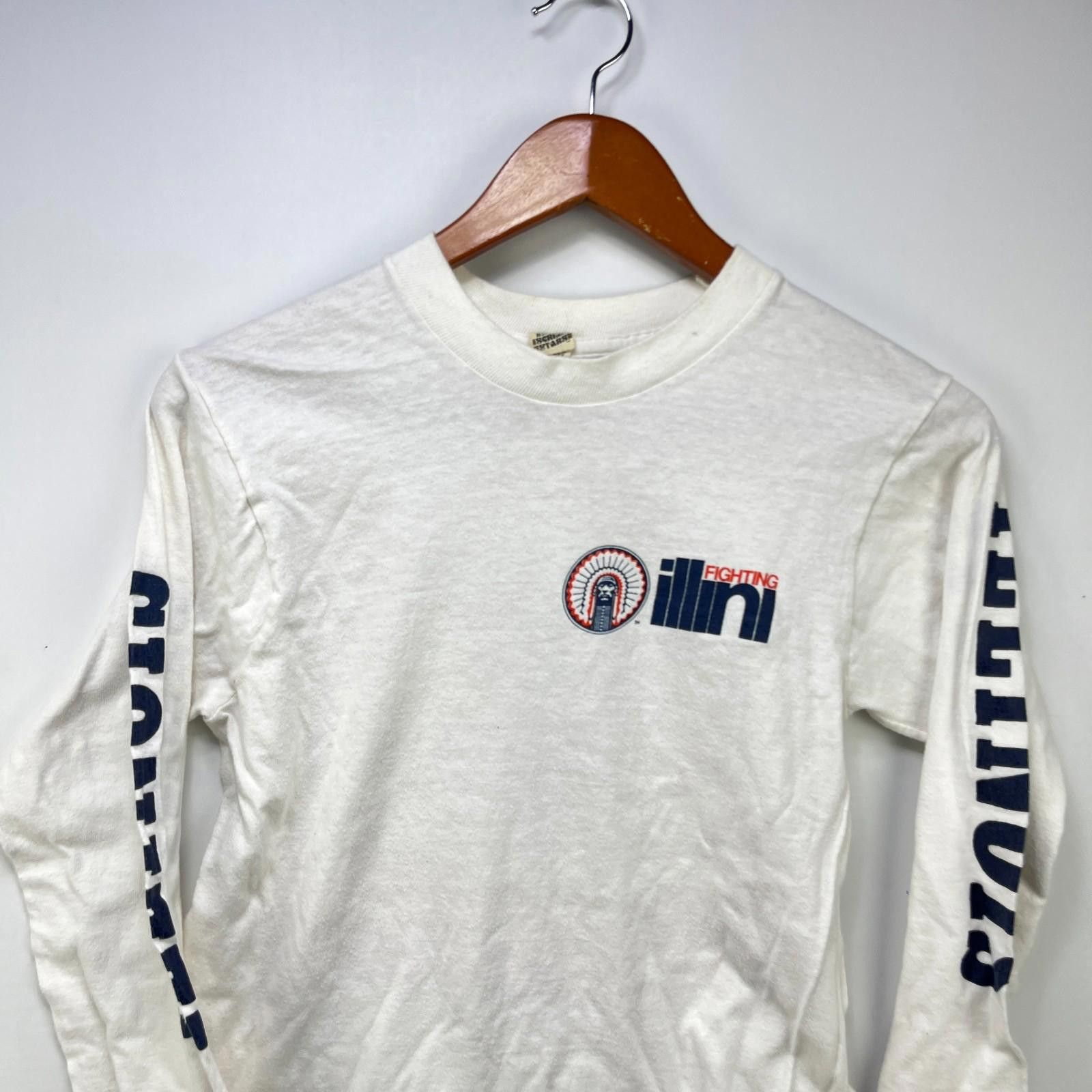 Fruit Of The Loom Vintage 80s Illinois Fighting Illini Long Sleeve Shirt Small Size ONE SIZE - 2 Thumbnail