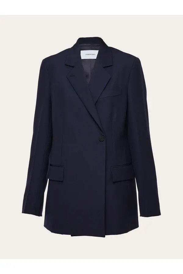 Salvatore Ferragamo o1s1rm0526 Double Breasted Wool Blazer in Blue Size L / US 10 / IT 46 - 1 Thumbnail