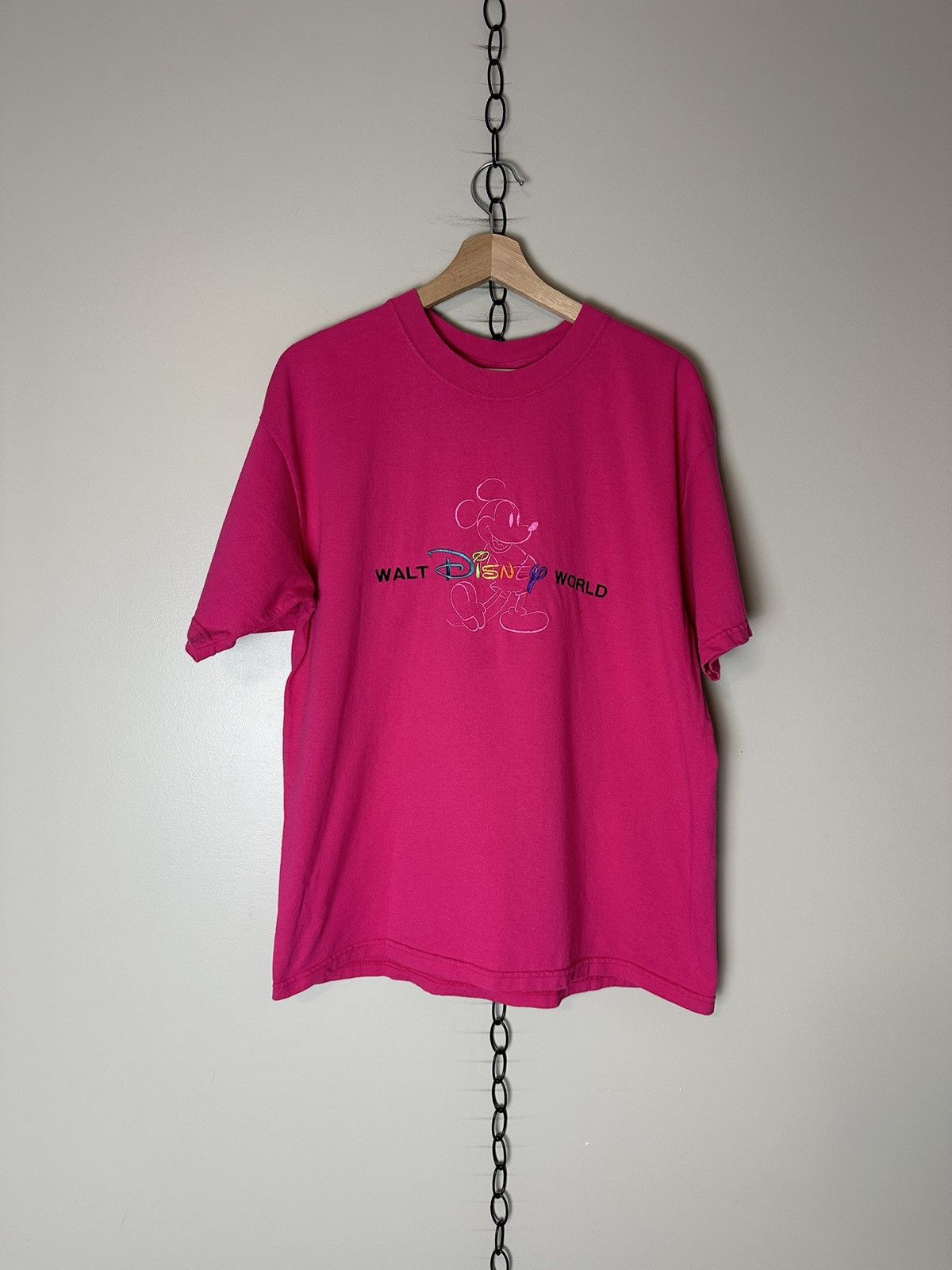 Disney × Pink × Vintage Vintage Walt Disney World Spellout Mickey T-shirt Medium Size US M / EU 48-50 / 2 - 1 Thumbnail