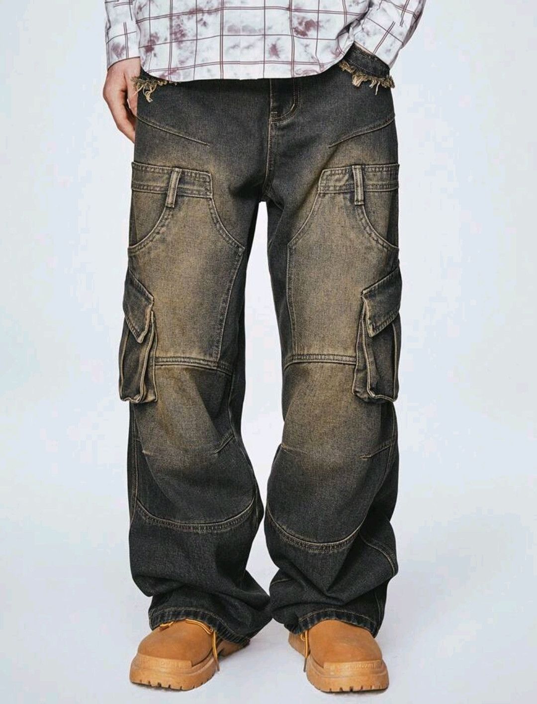 Japanese Brand × Vintage Grunge Baggy Patch Slap Pocket Baggy Loose Jeans Size US 32 / EU 48 - 4 Thumbnail