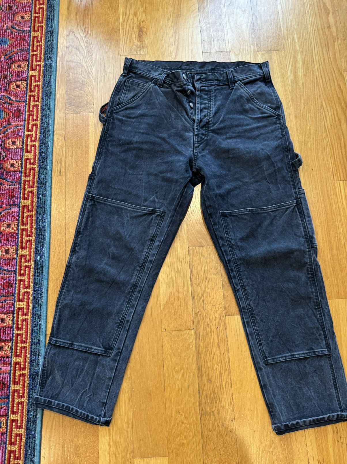 image of Le Pere Le Père Carpenter Double Knee Pant- Black Denim, Men's (Size 32)