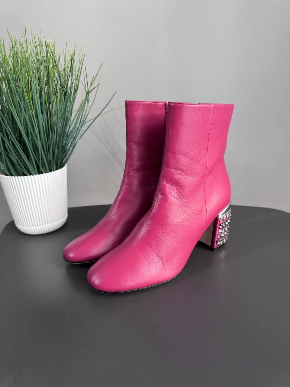 Other Rodo Block Heel Fuchsia Women's Leather Ankle Boots, 37,5 Size US 7.5 / IT 37.5 - 6 Thumbnail