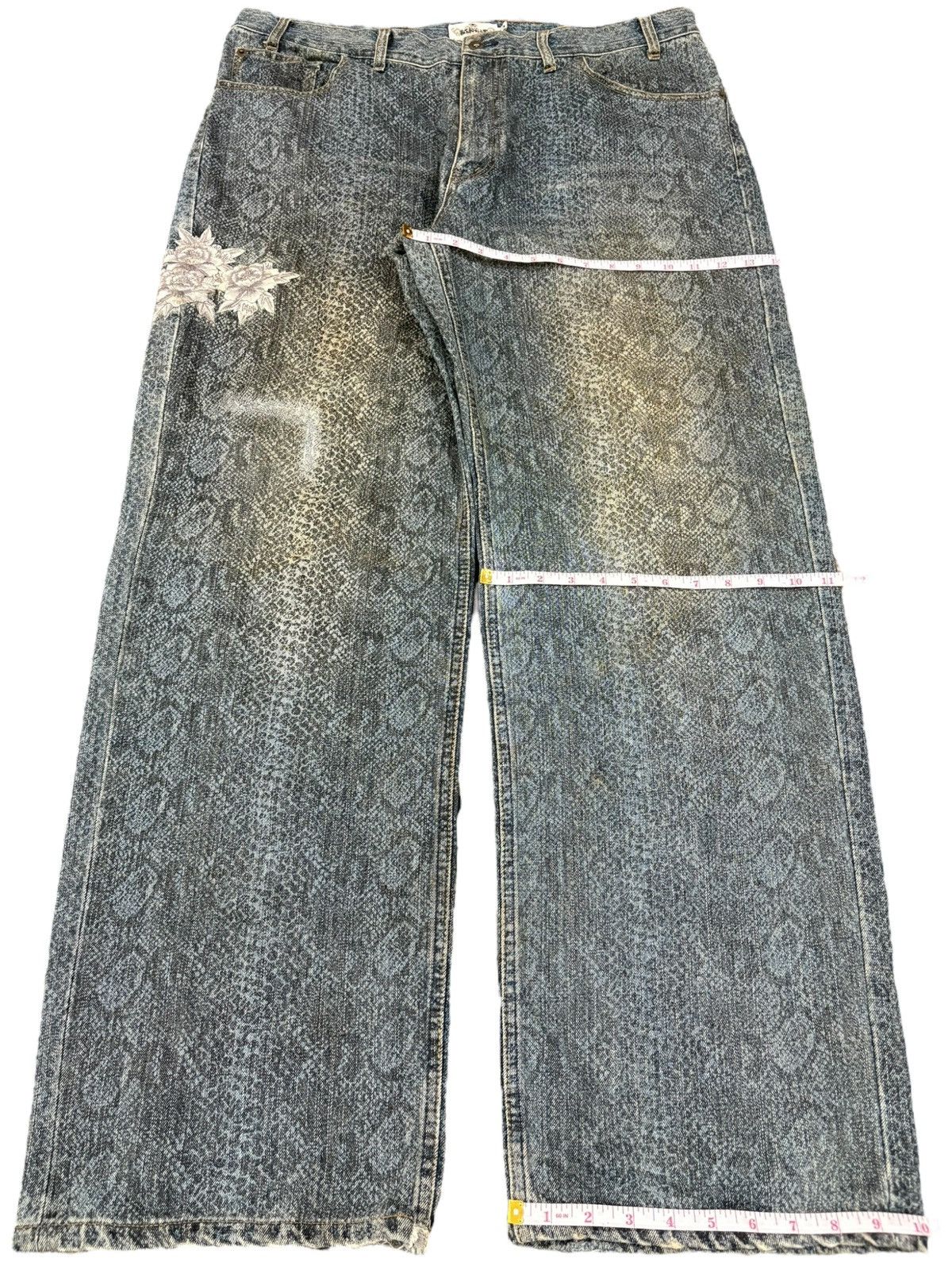 Japanese Brand Vintage Karakuri Tamashi Sugoi Snake Skin Baggy Jeans Size US 40 / EU 56 - 15 Thumbnail