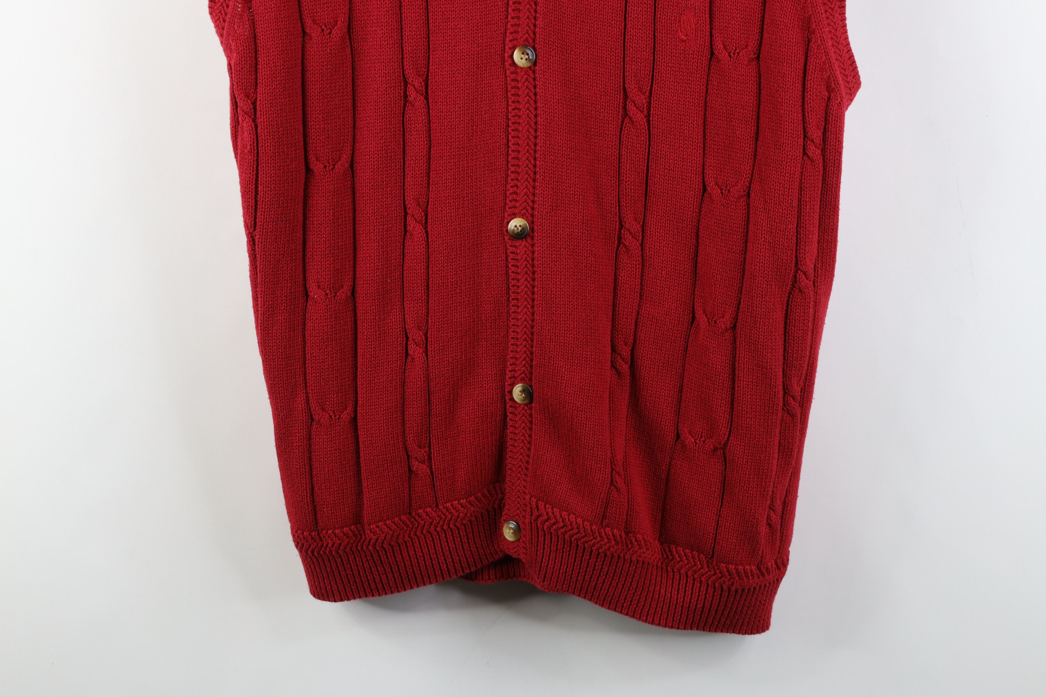 Nautica Vintage 90s Nautica Knit Cardigan Sweater Vest Red Cotton Size US L / EU 52-54 / 3 - 3 Thumbnail