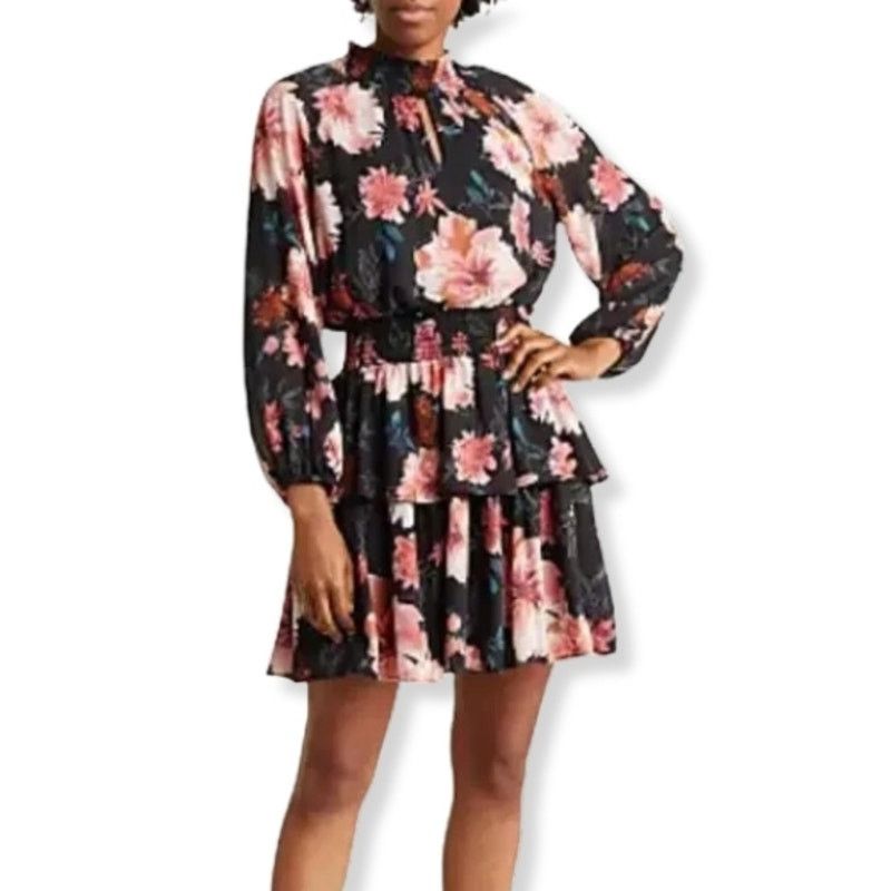 Other West K Mini Dress Floral Long Sleeve Mock Neck Multicolor S Size S / US 4 / IT 40 - 1 Thumbnail