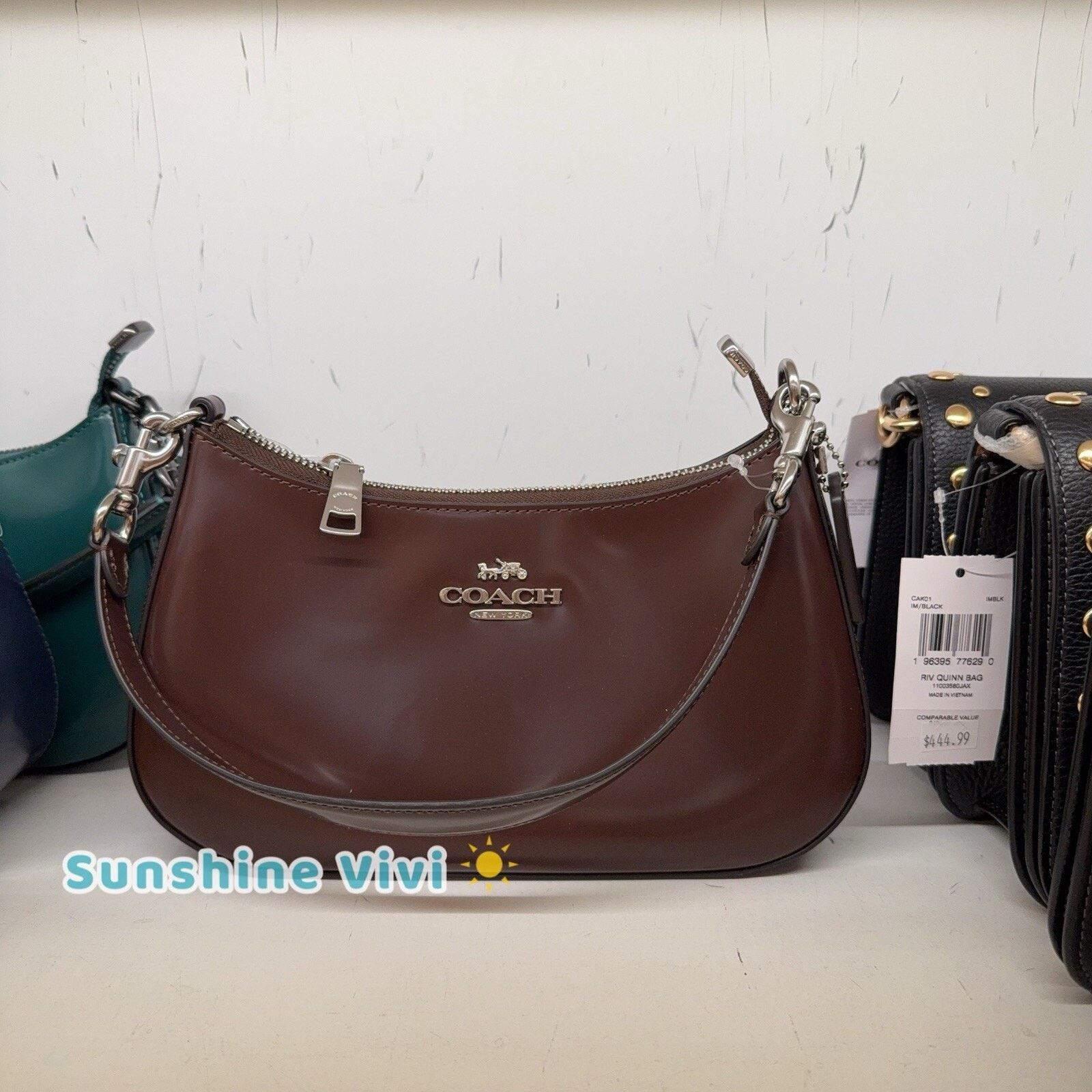 NWT Coach Teri Shoulder Bag Spazzolato Leather Cv938 Maple in Brown, Women's