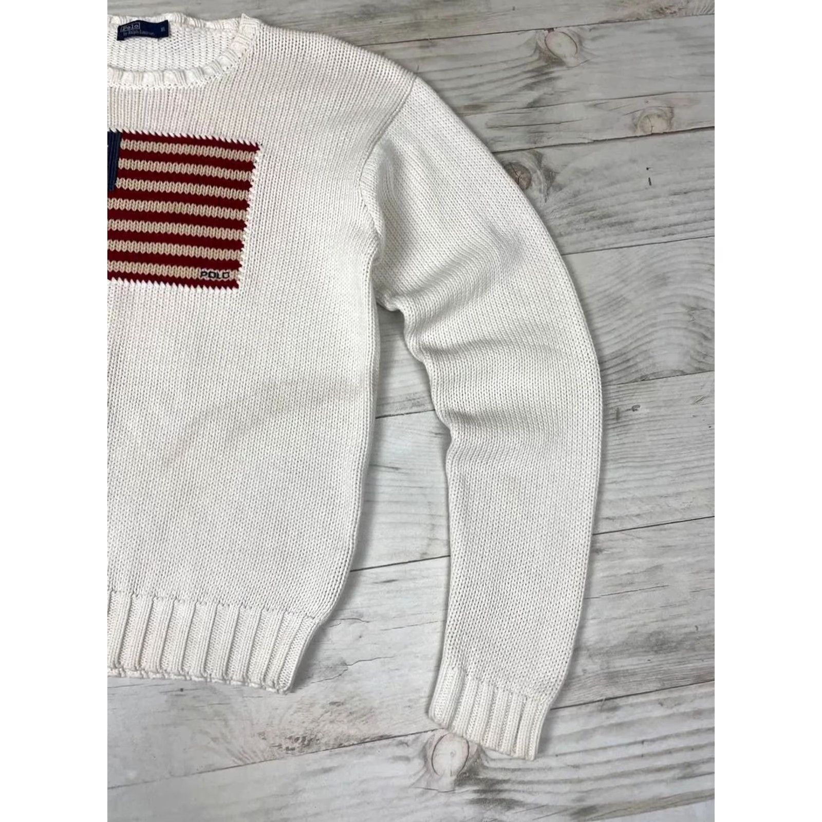 Polo Ralph Lauren VINTAGE Polo Ralph Lauren Sweater Shirt XL White USA 90s Mens Pullover Knit Cotton Logo 90s USA Size US XL / EU 56 / 4 - 6 Thumbnail