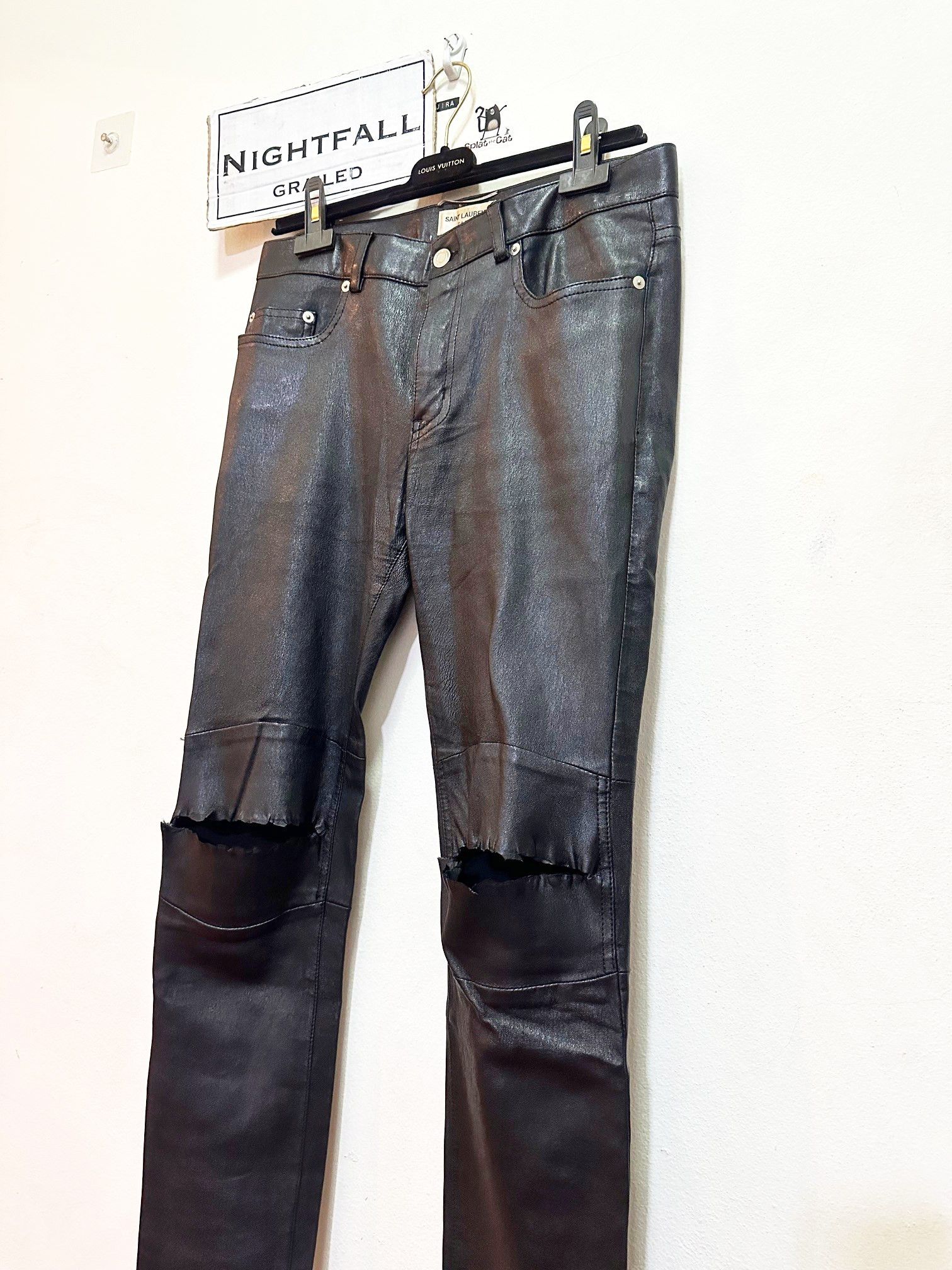Saint Laurent Paris Saint Laurent Knee Ripped Leather Pants Size US 30 / EU 46 - 4 Thumbnail