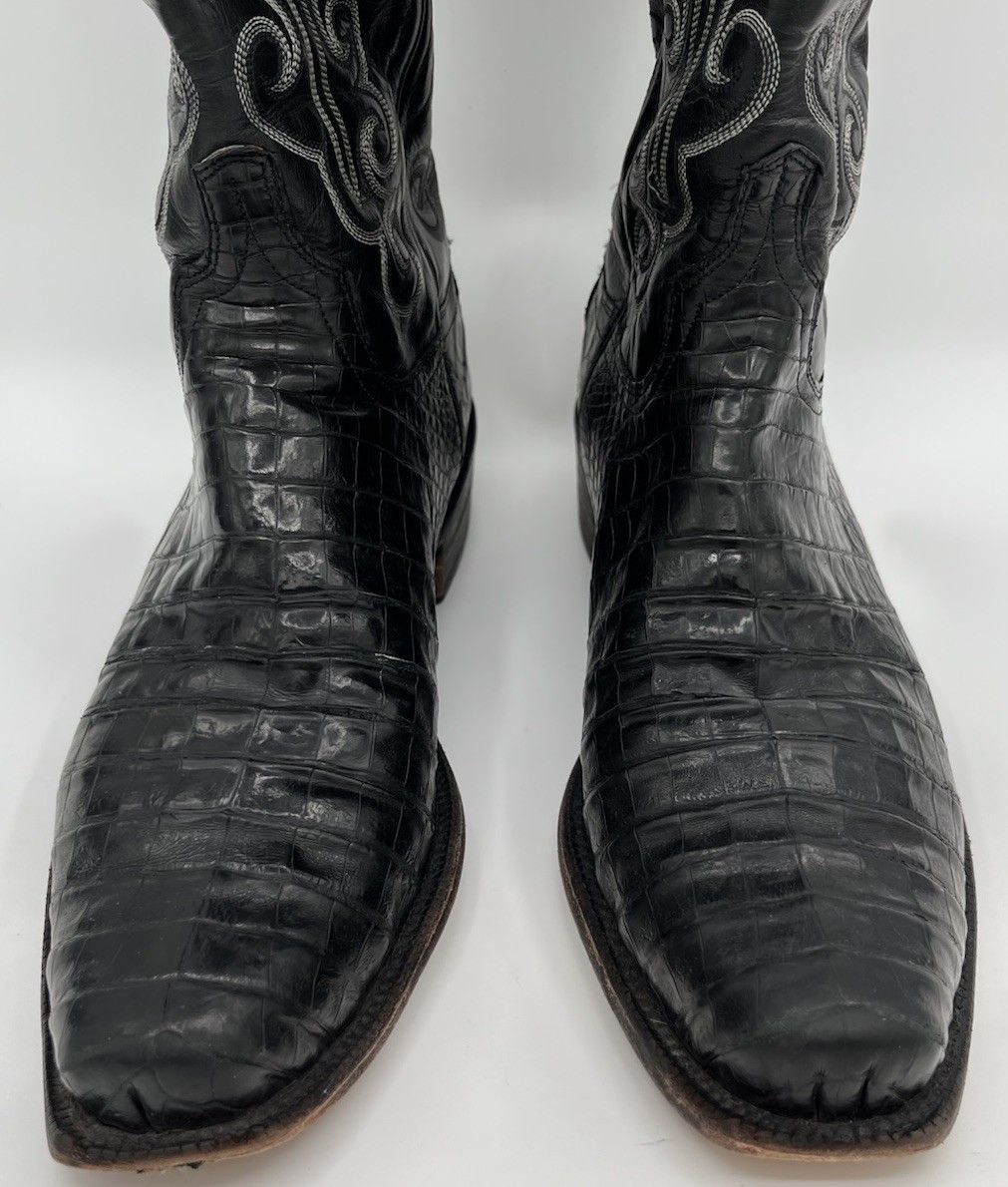 Lucchese LUCCHESE CLASSICS Black CAIMAN BELLY Cowboy Boots Size 13D Size US 13 / EU 46 - 7 Thumbnail